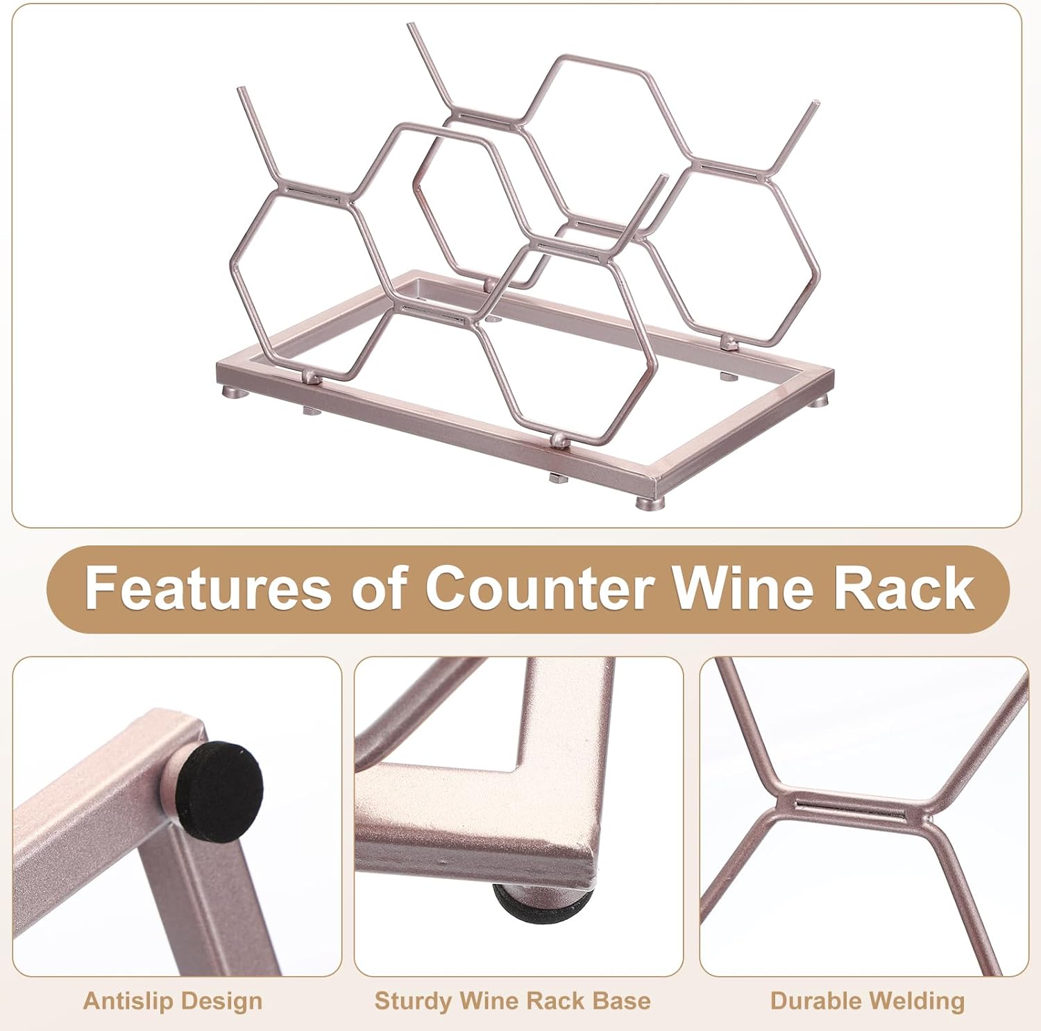 Uxcell 5-Bottle Tabletop Wine Rack with Wrench