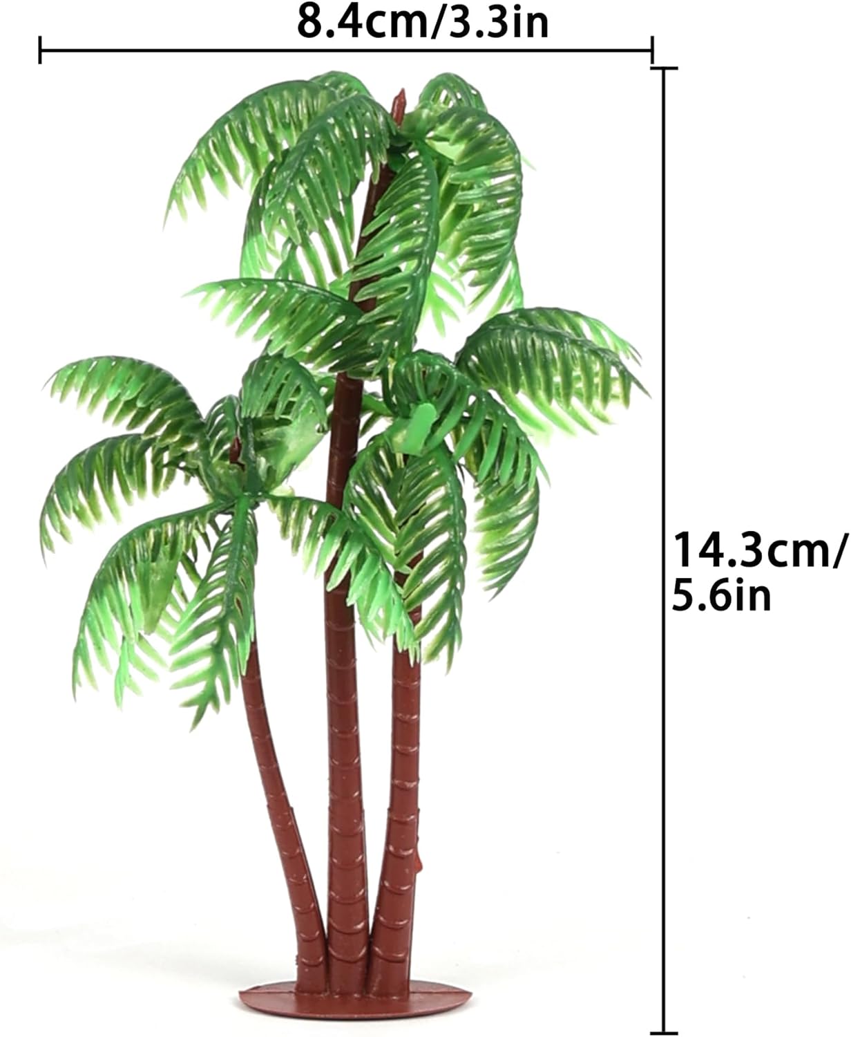 Gyufise 10Pcs Plastic Green Palm Tree Cupcake Toppers