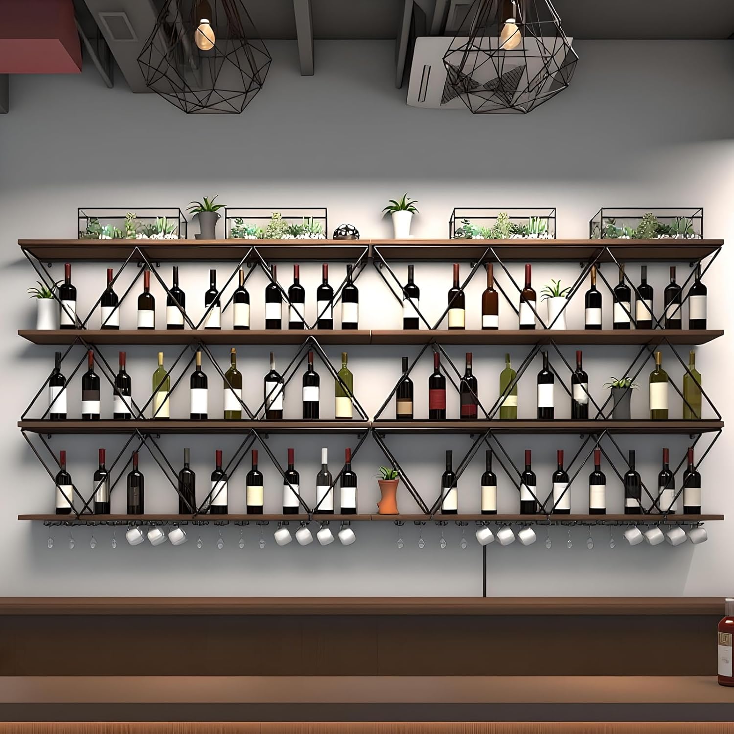 RAJYQODIS 59in Wall Mounted Wine Rack 3 Tier DIY