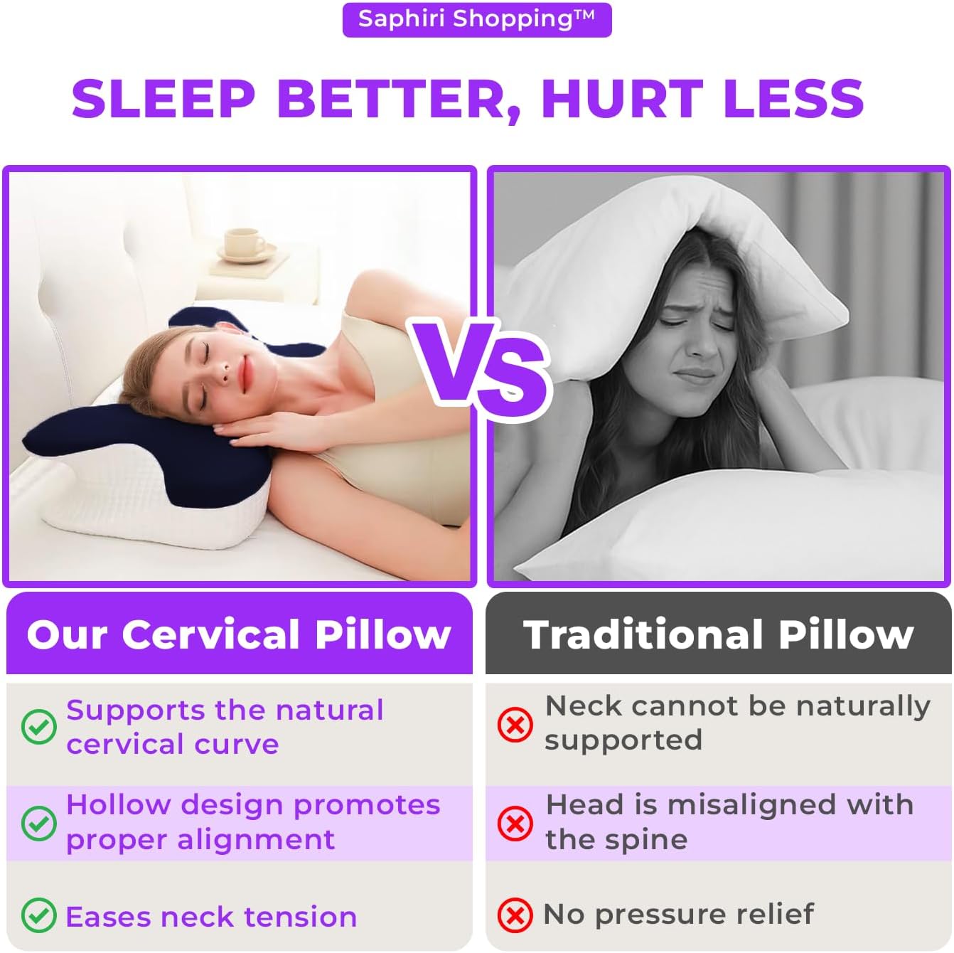 Cervical Neck Support Pillow for Sleep Comfort