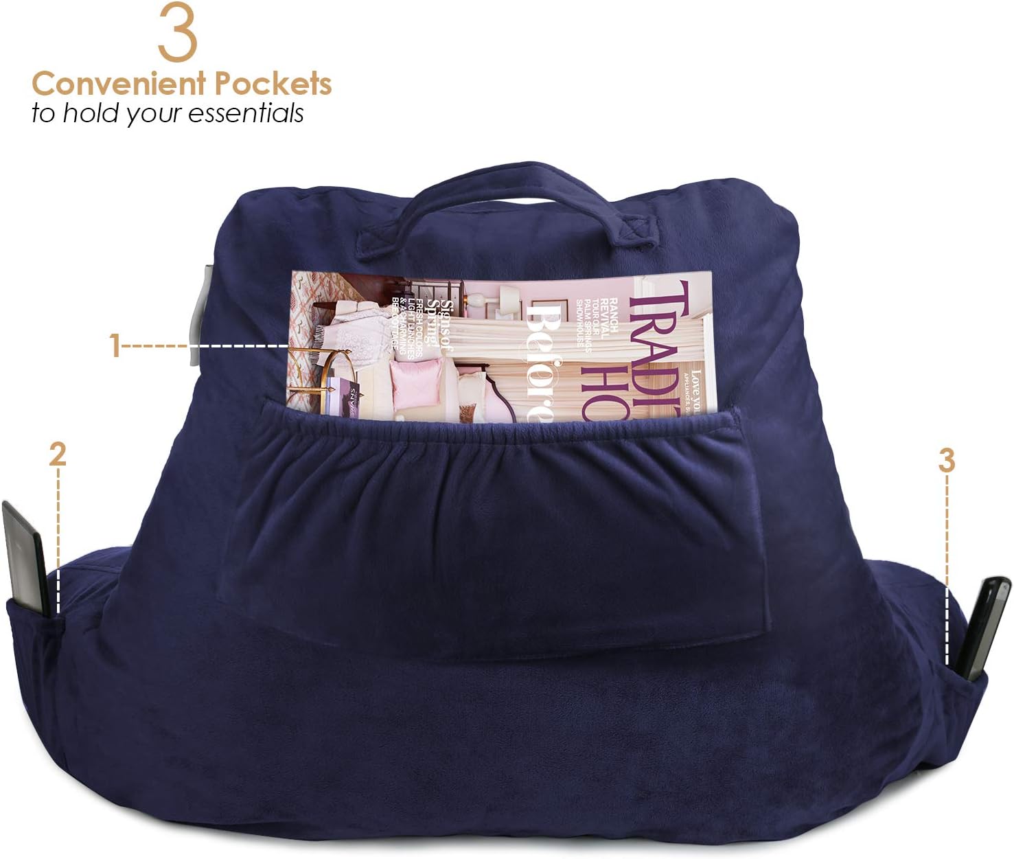 Nestl Reading Pillow with Laptop Lap Desk - Navy