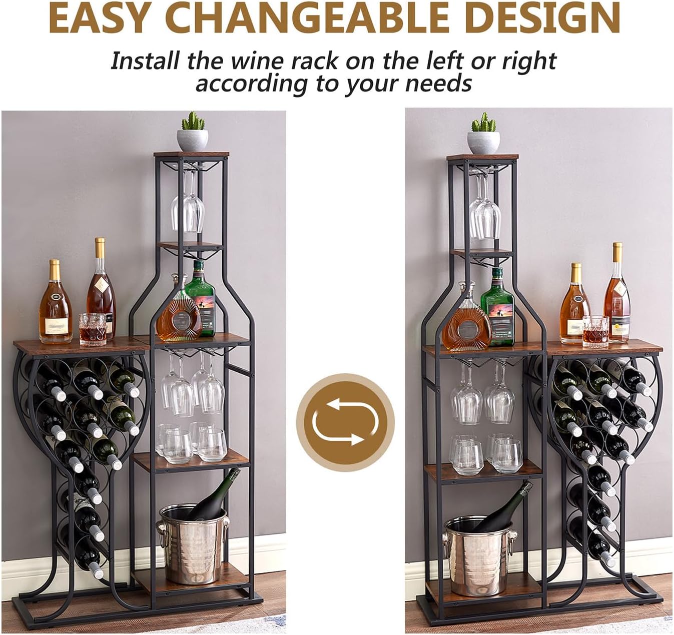 LEONX Freestanding Wine Rack 11 Bottle Capacity 5 Tier Wood