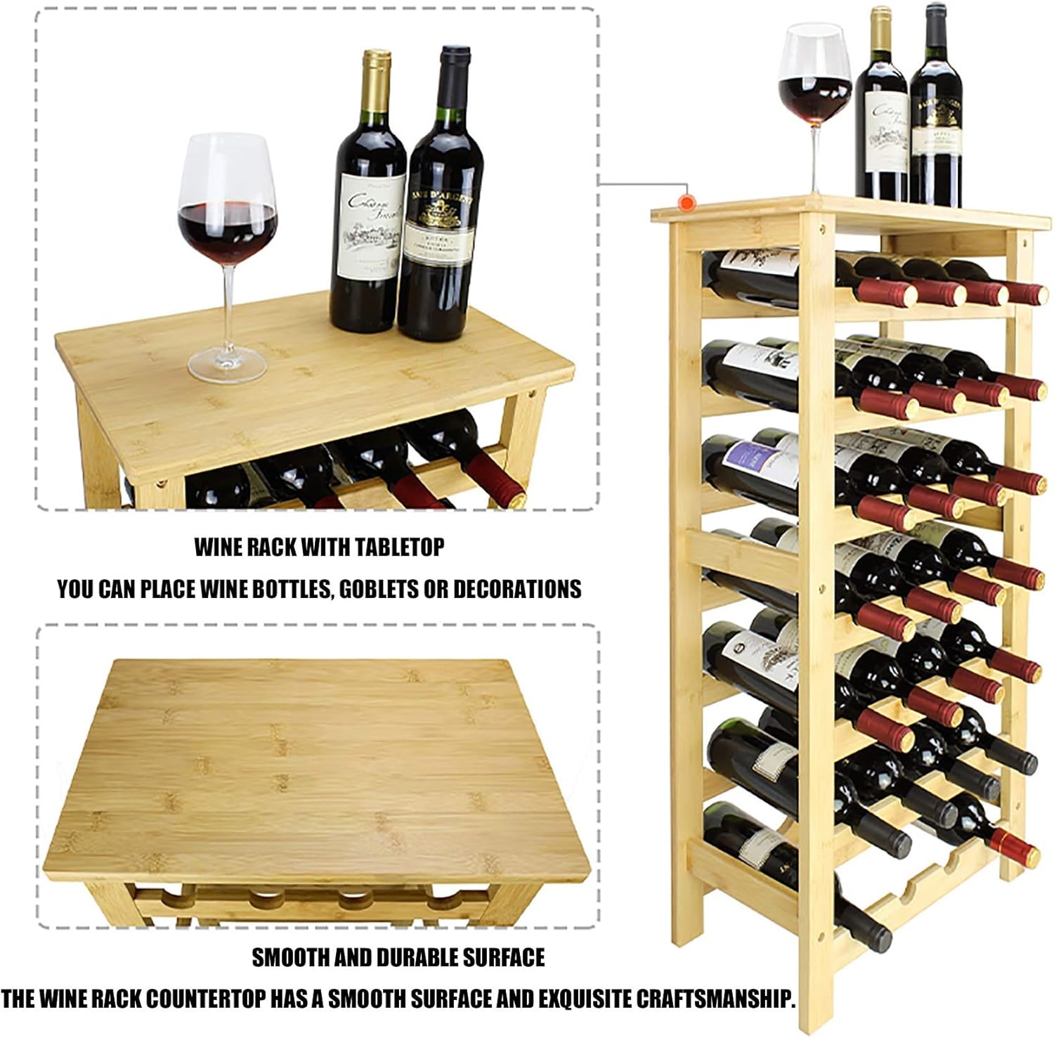 ASQUAR 7 Layer Wine Rack 28 Bottles Freestanding Storage Shelf