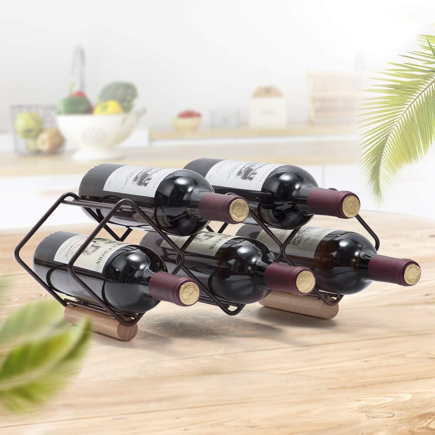 KINGRACK Freestanding Metal Wine Rack for 5 Bottles