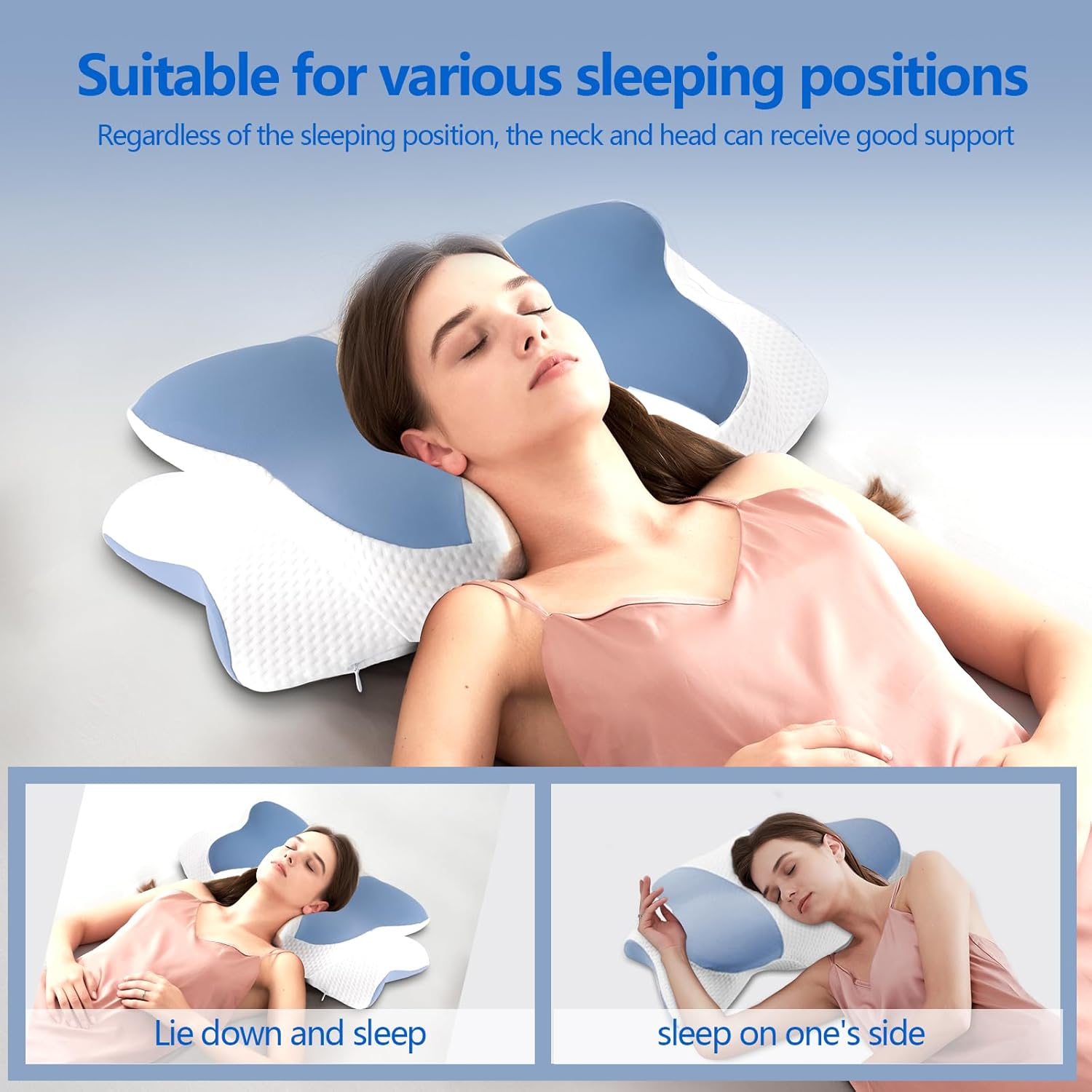 HEYPORK Ergonomic Cervical Neck Pillow with Cooling Memory Foam