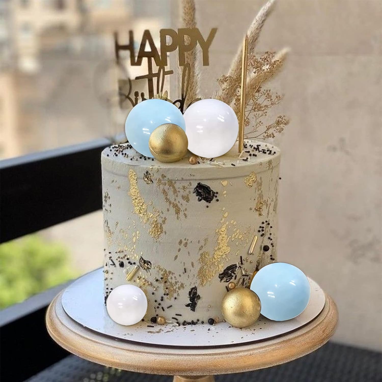 ZHUOWEISM 24 PCS Colorful Foam Ball Cake Toppers