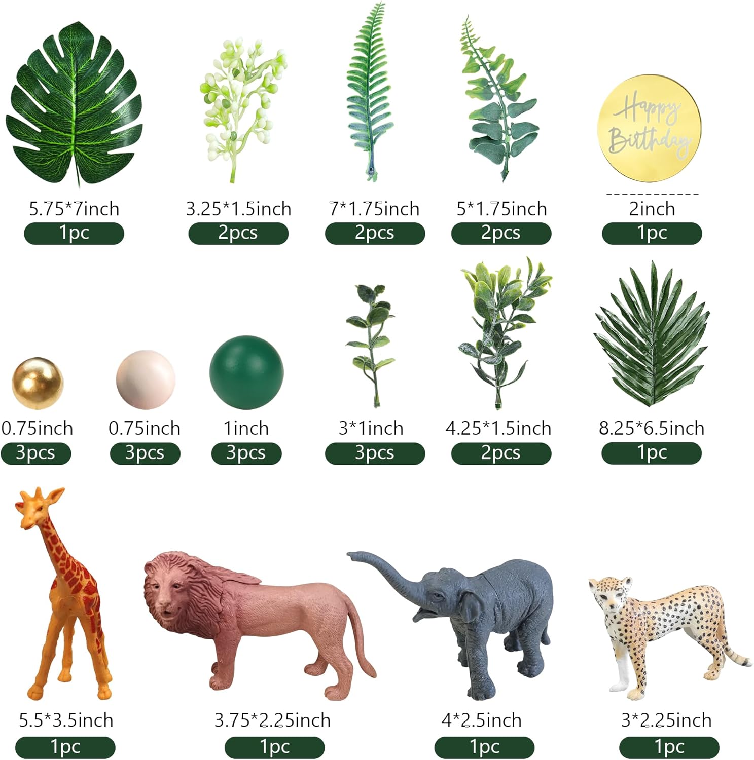 DRWATE 27PCS Jungle Animal Cake Toppers Decorations