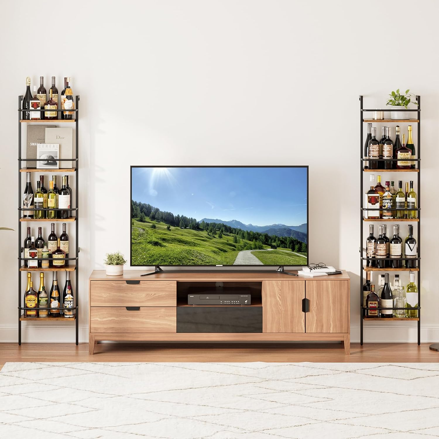 Heakrit 5-Tier Wall-Mounted Wine Rack with Fences