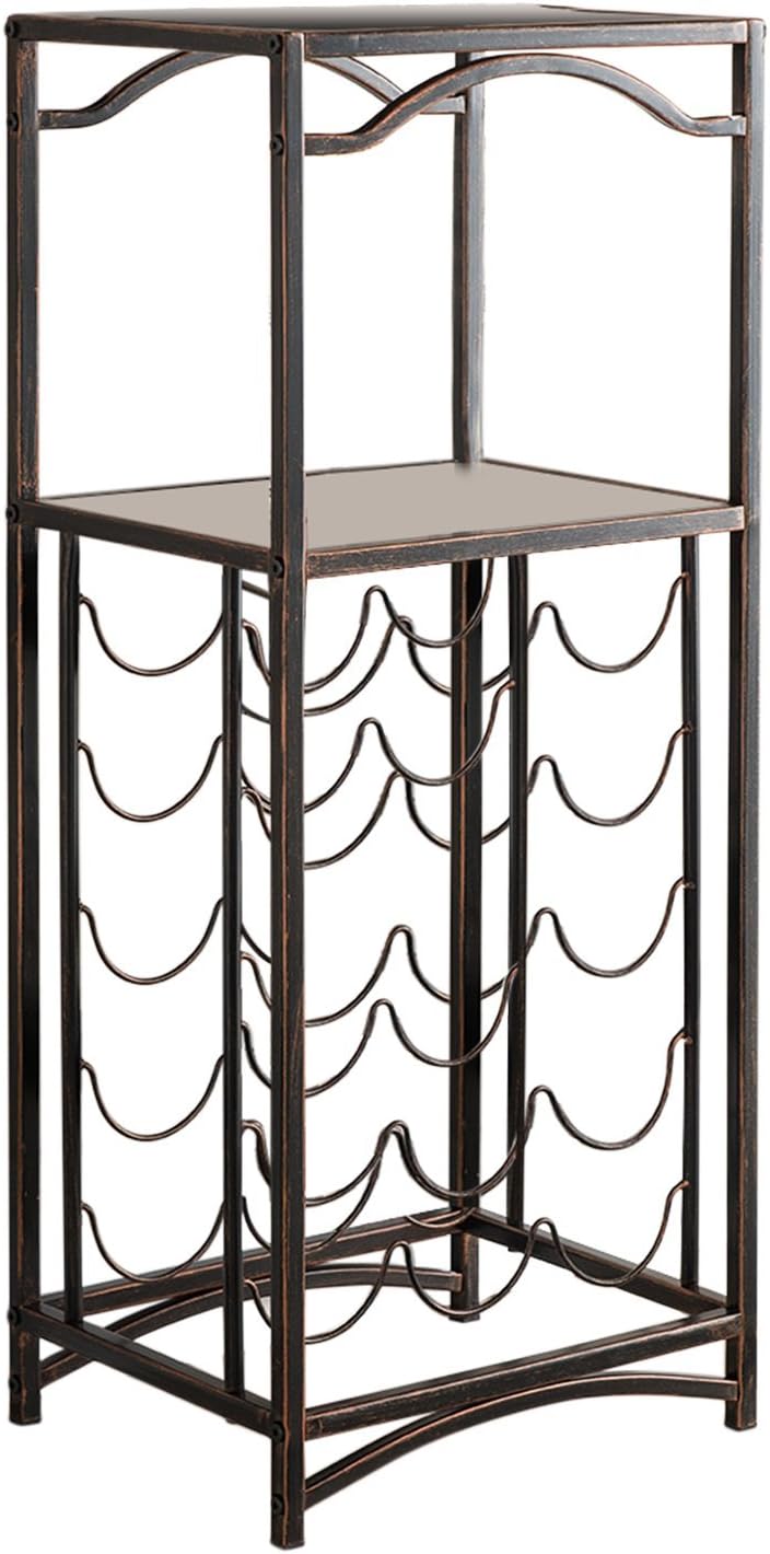 Kings Brand Metal 15-Bottle Wine Rack with Brushed Copper Finish