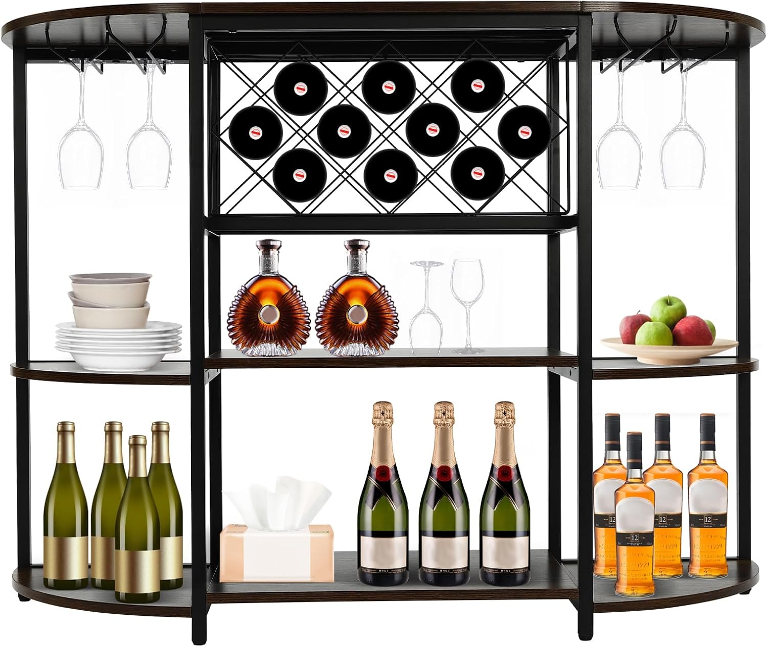 Freestanding Wine Rack with 3-Tier Design Brown