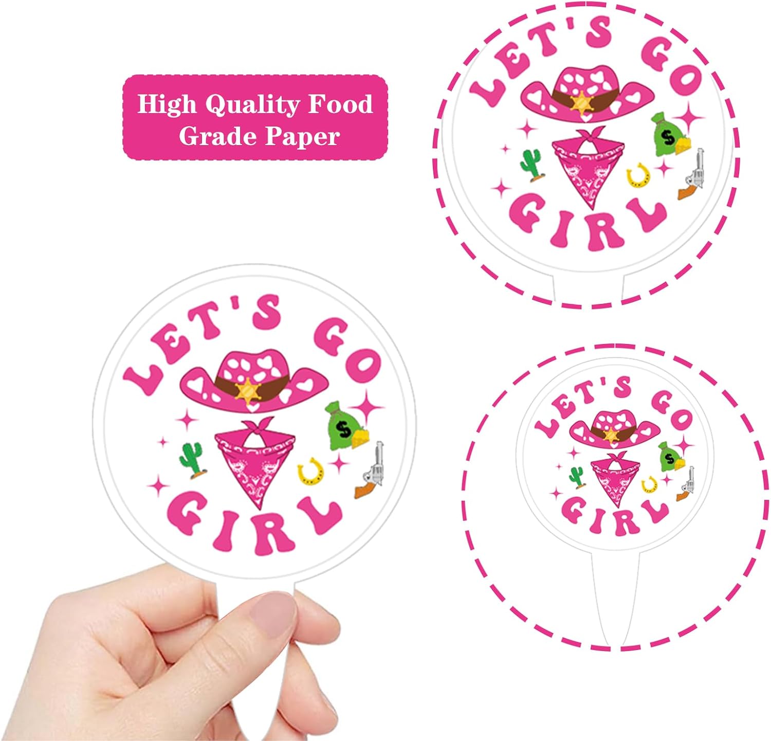 Yoomod 36PCS Pink Cowgirl Cupcake Toppers