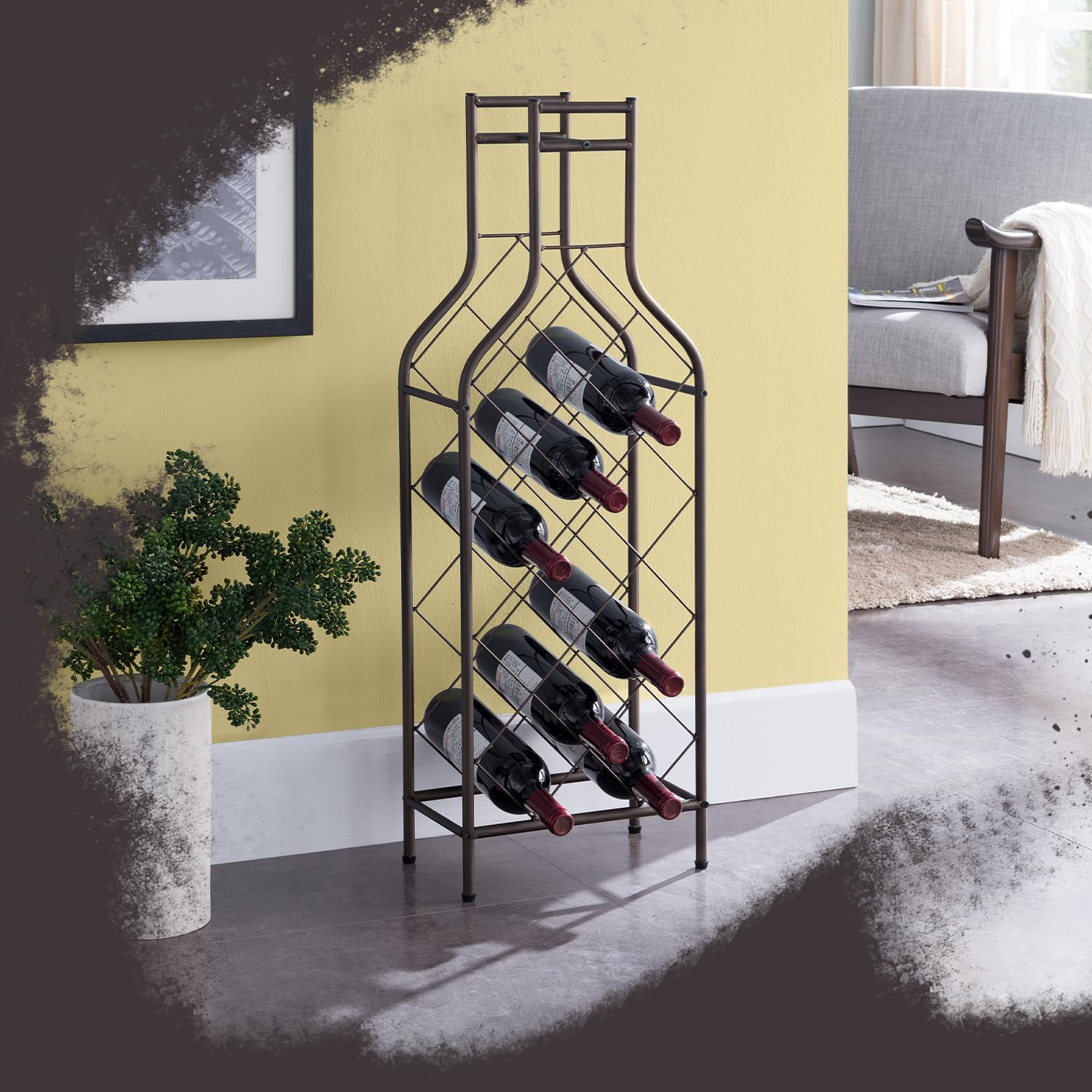 Kings Brand 12-Bottle Freestanding Metal Wine Rack Pewter