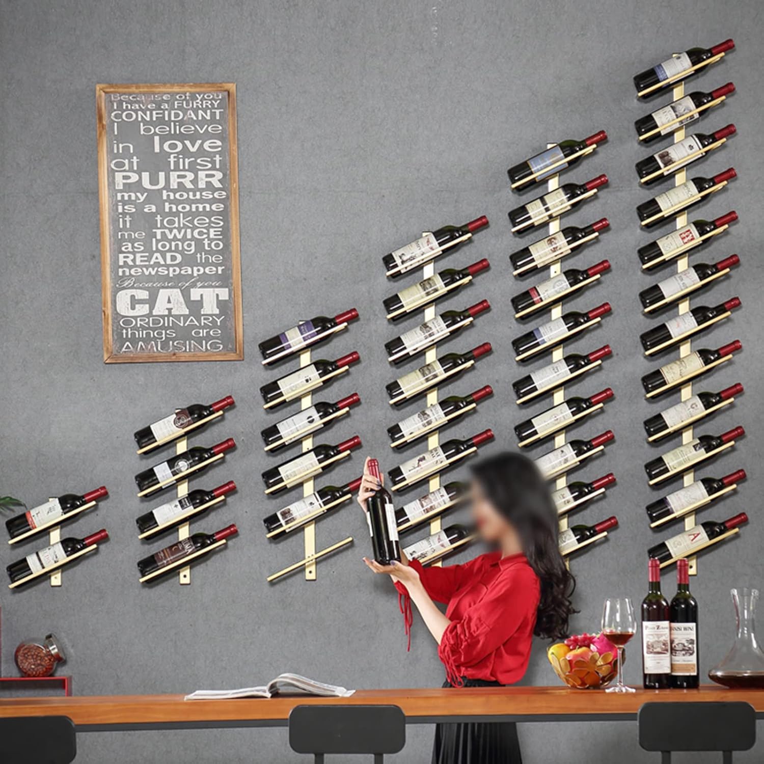 DFSY Wall-Mounted Wine Rack 6 Bottles Gold 1