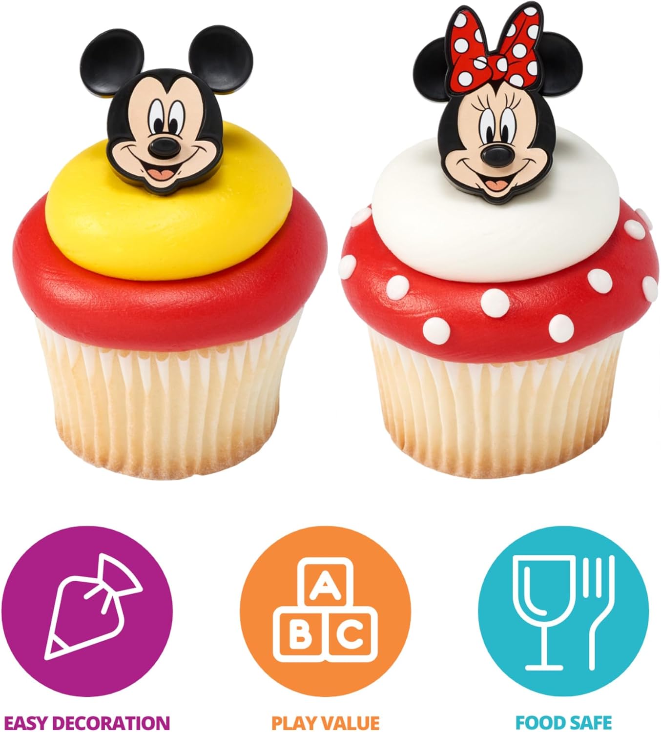 DecoPac Disney Mickey Mouse and Minnie Mouse Cupcake Rings - 24 Pack 1