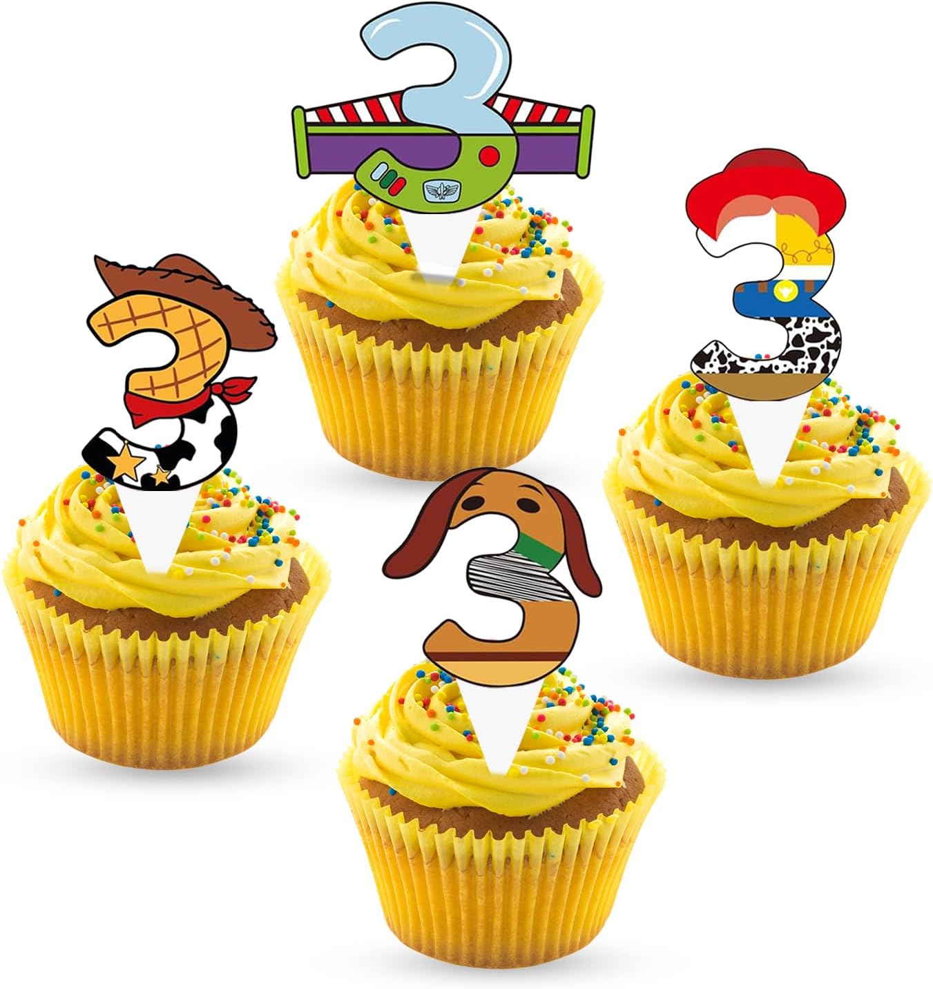 United-Unicorns 40 PCS 3rd Birthday Cupcake Toppers