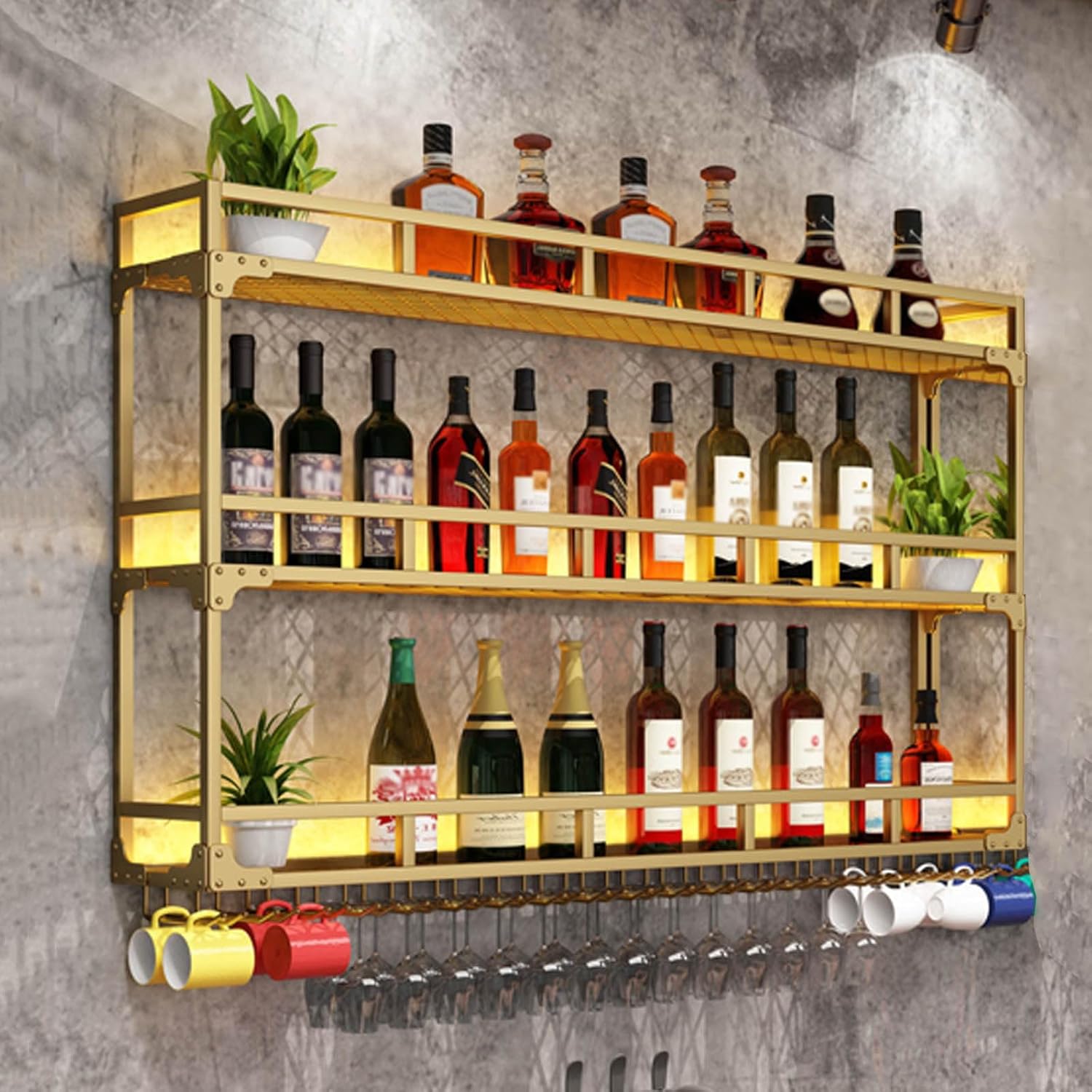 RAJYQODIS Wall Mounted Wine Rack 3 Tiers