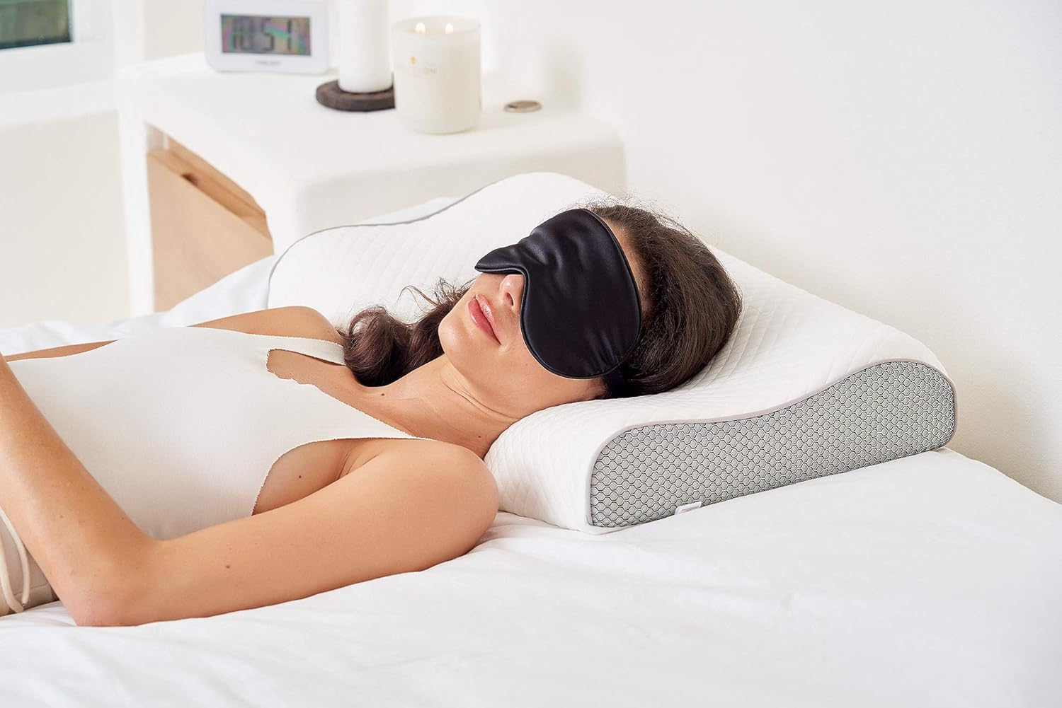 ComfyCozy Luxury Memory Foam Pillow with Silk Eye Mask