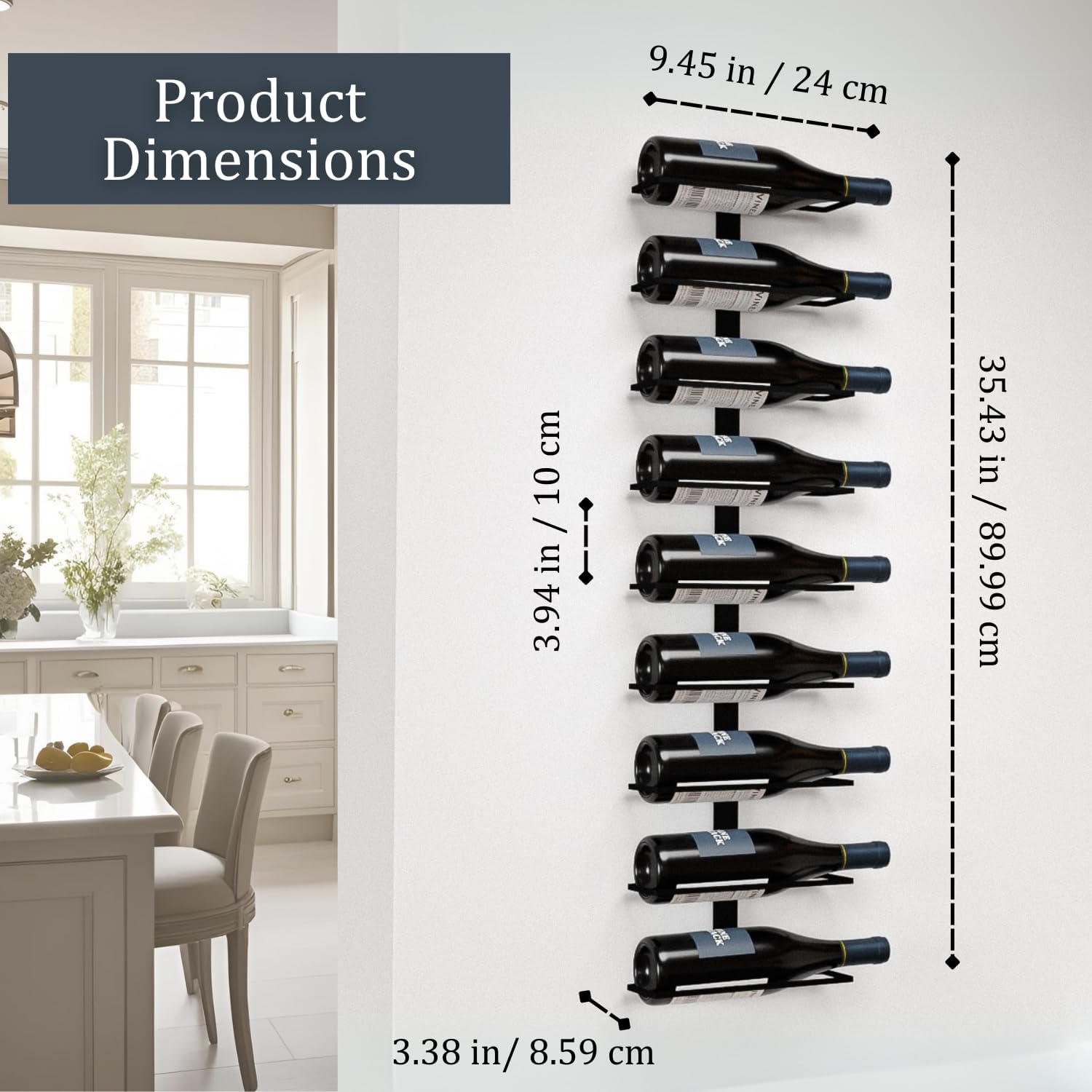 Wine Stack 9-Bottle Wall Mounted Wine Rack