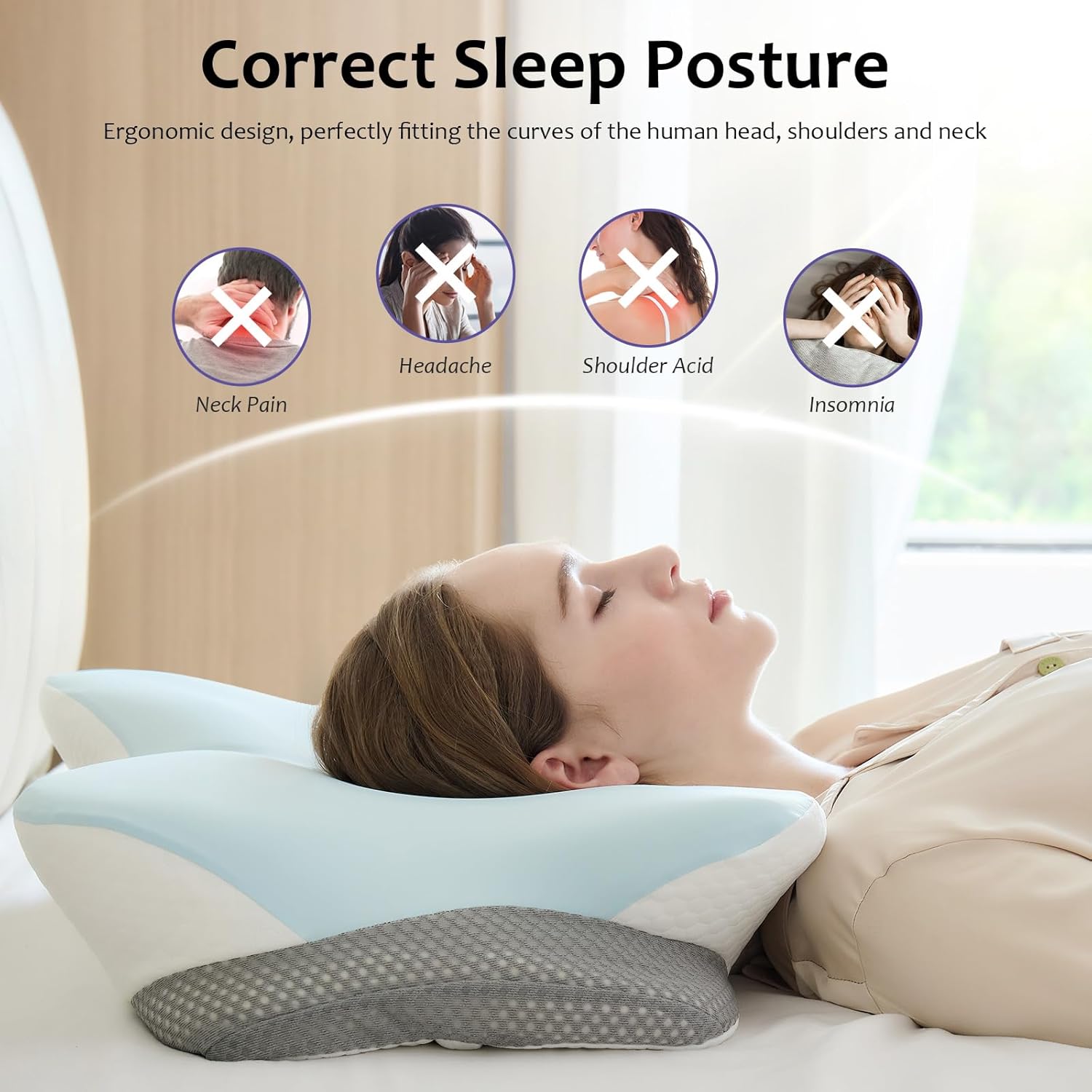 SUBCULTUREPICK Cervical Pillow for Neck and Shoulder Support