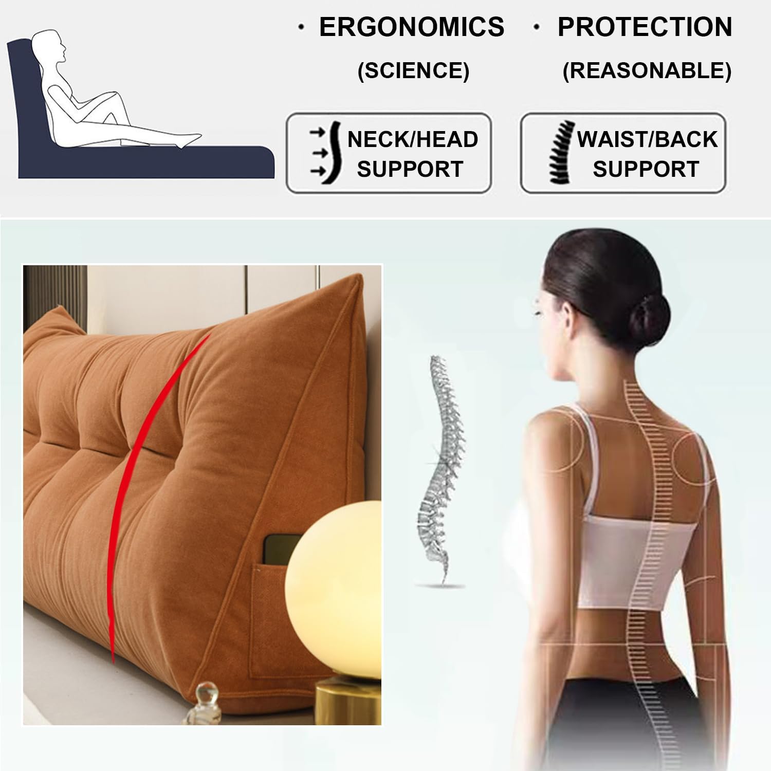 ZZYK Full Reading Pillows with Removable Cover Orange 50cm196 inches