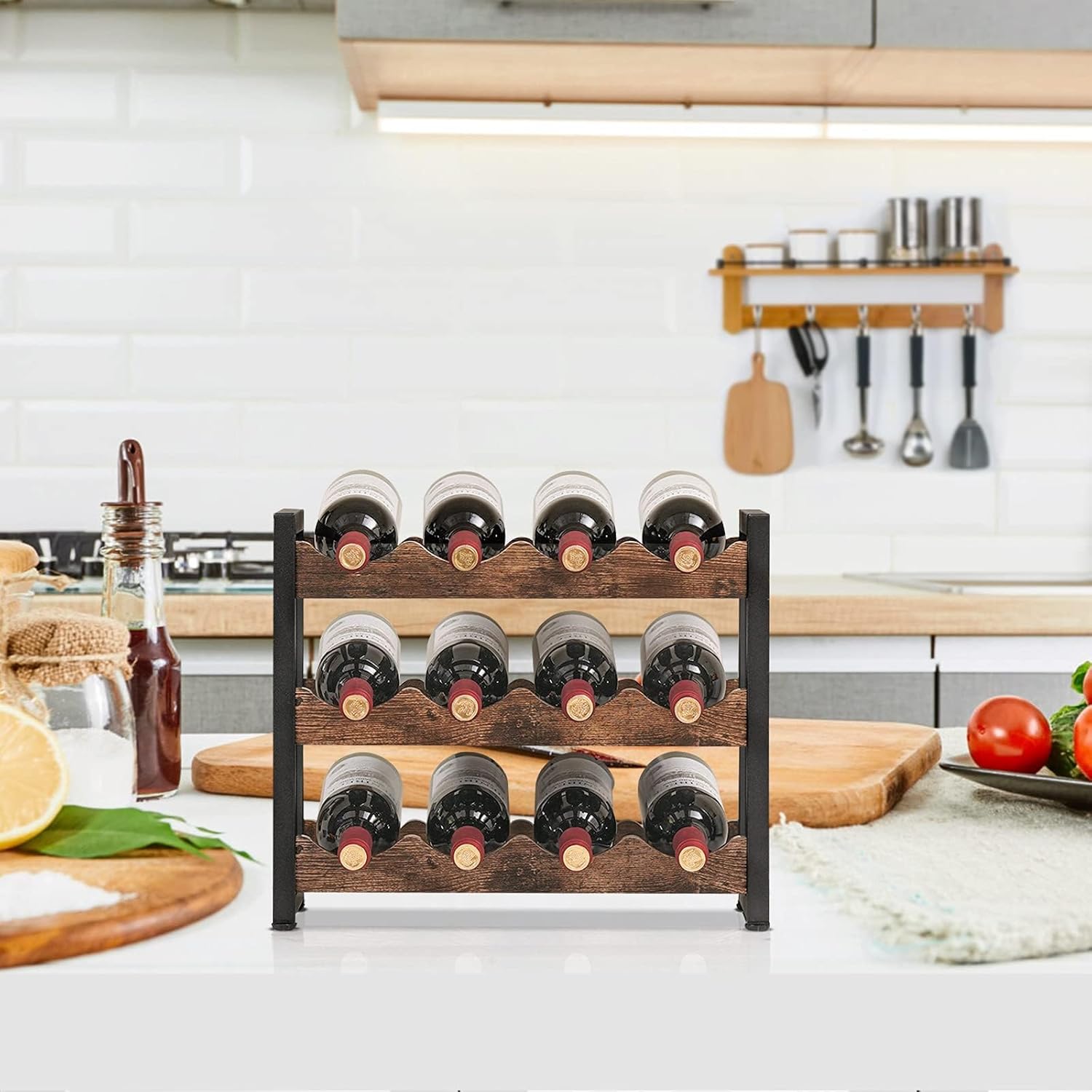 Rusnugic 3 Tier Wine Rack - 12 Bottle Storage Organizer