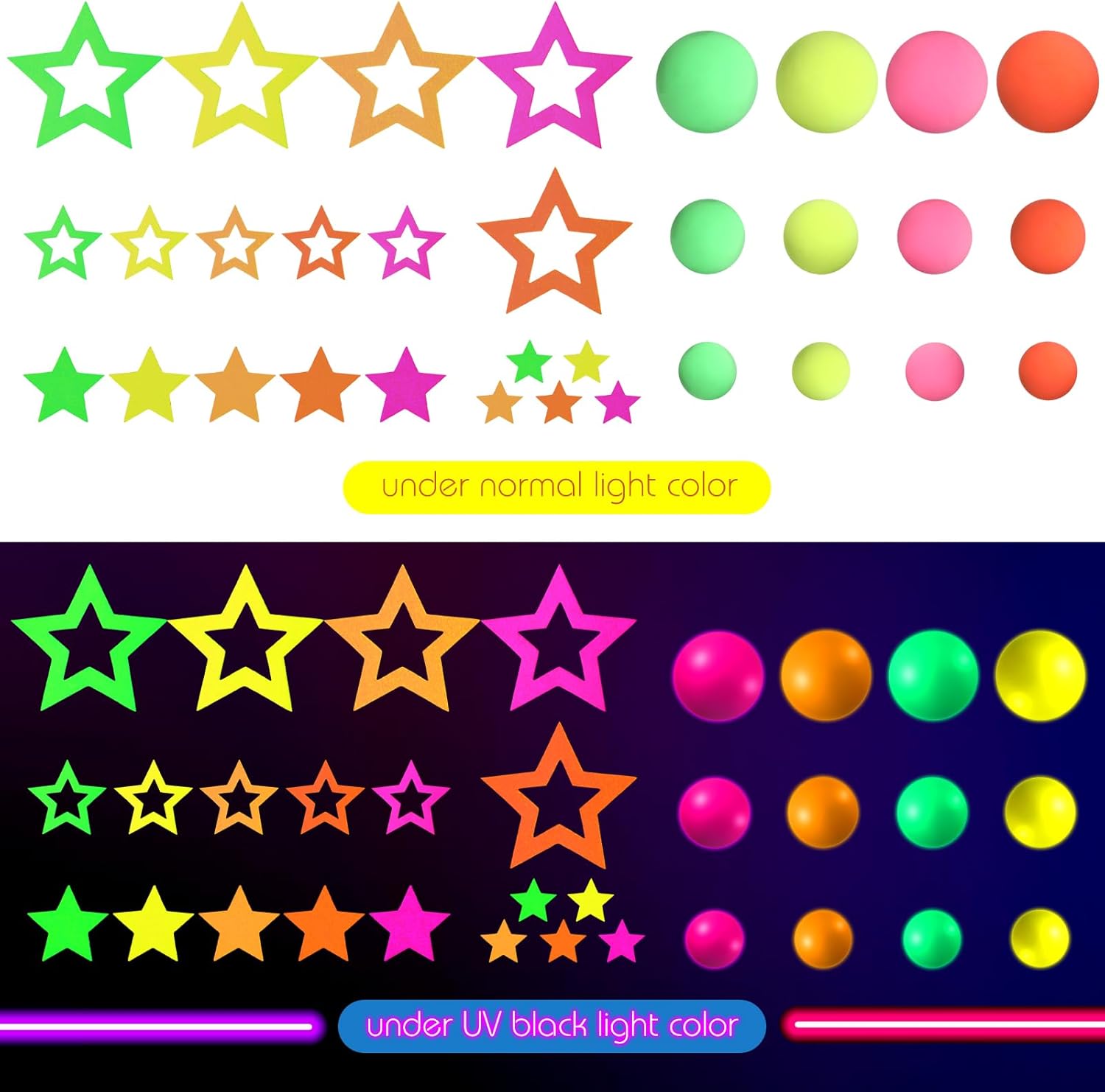 Wonderjune 57 Pcs Neon Glow Cake Toppers Decorations
