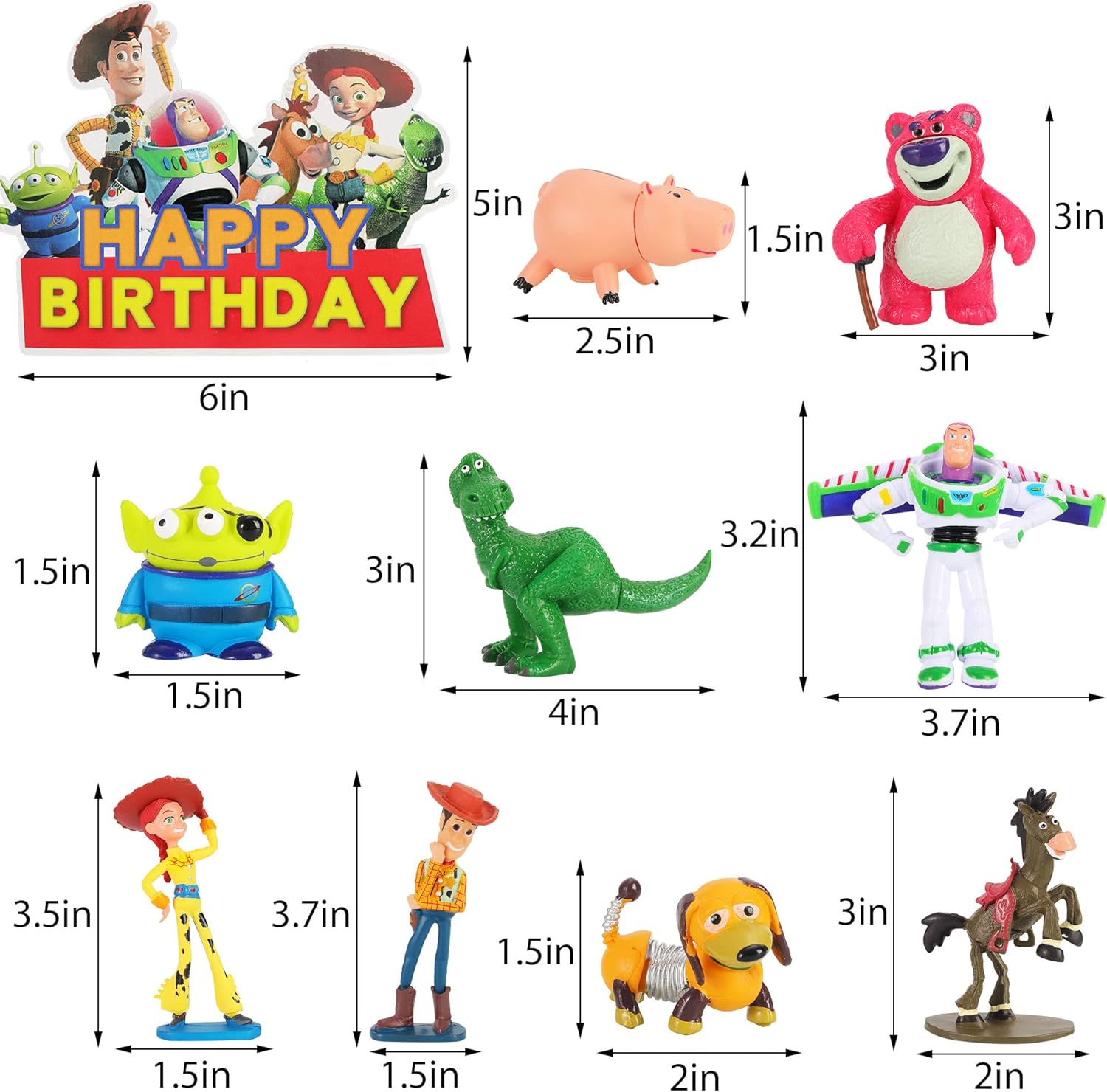 9Pack Story Action Figures with Cake Topper for Kids