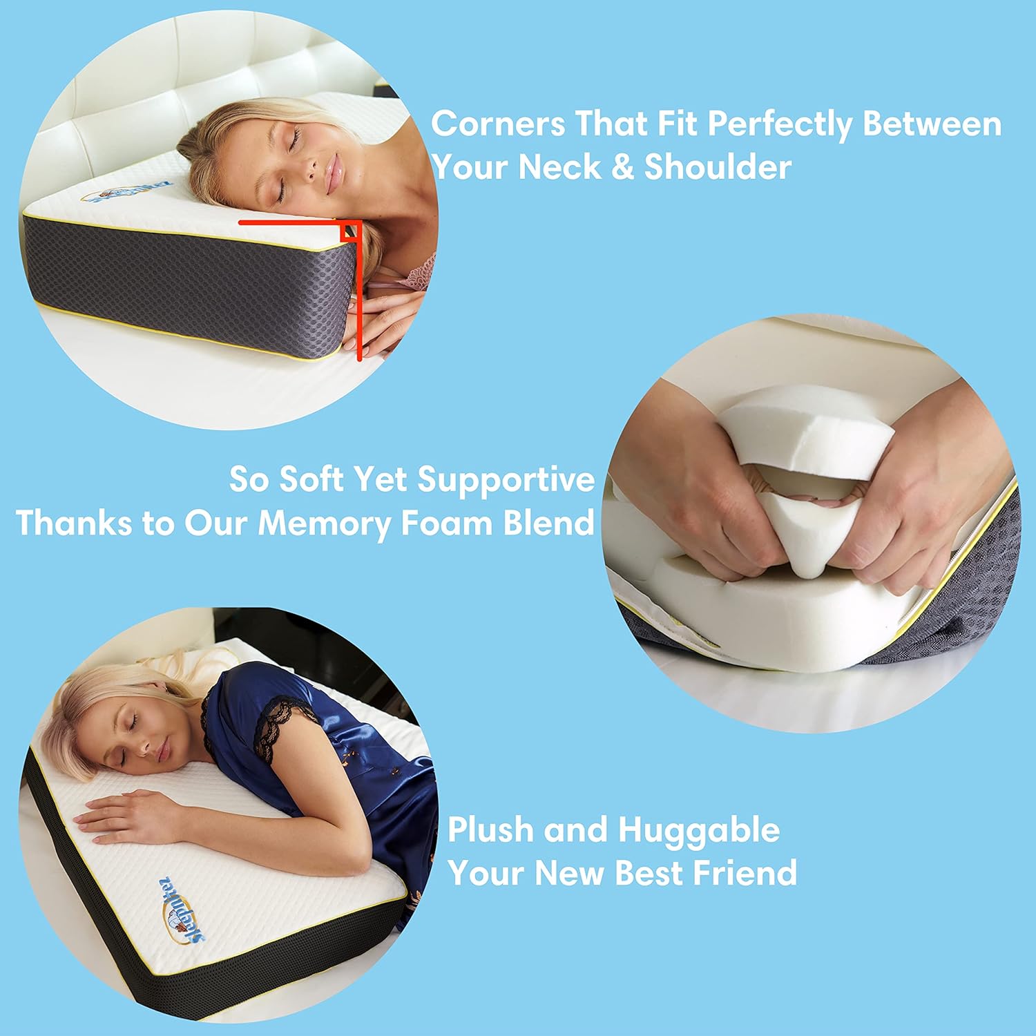 Sleepnitez Back and Side Sleeper Pillow for Neck and Shoulder Pain Relief