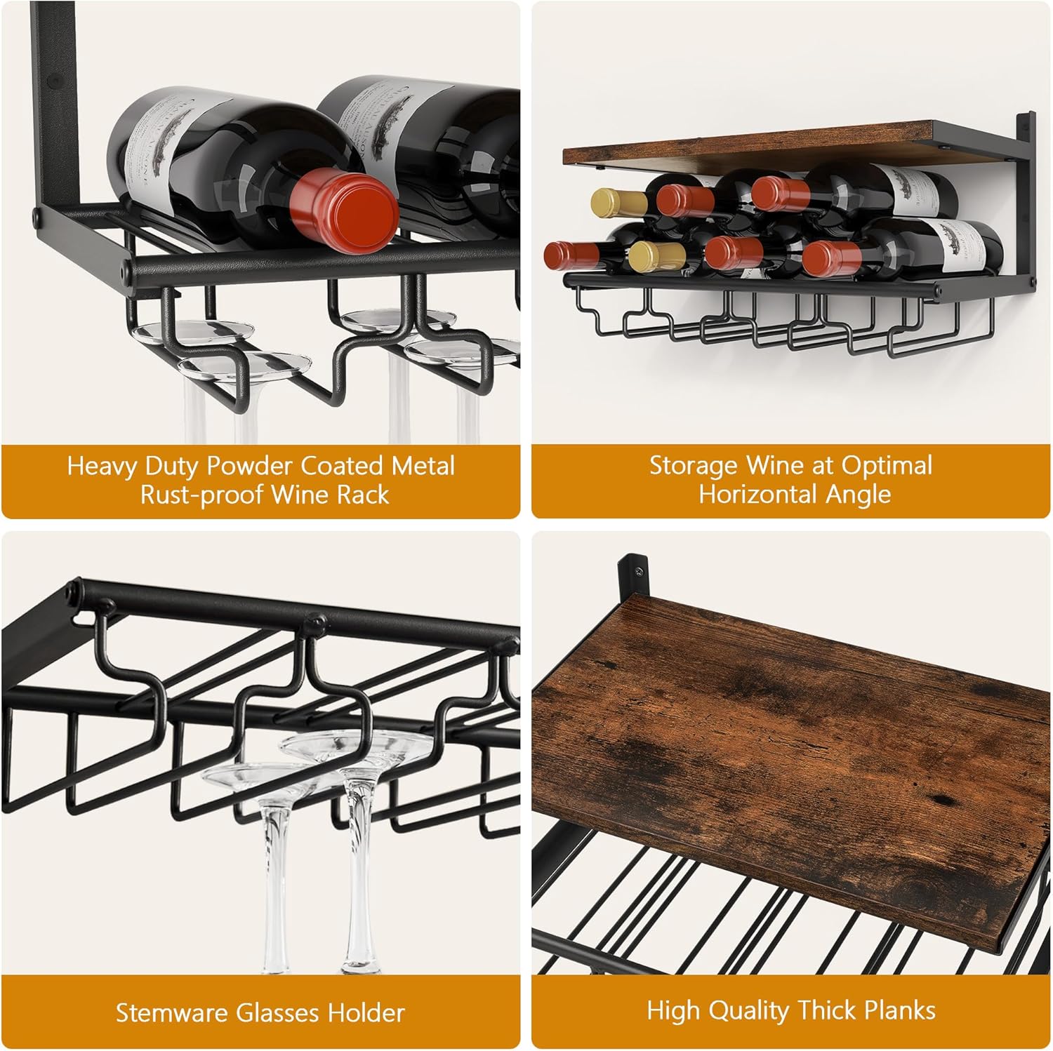Gewudraw 2 Tiers Wall Mounted Wine Rack