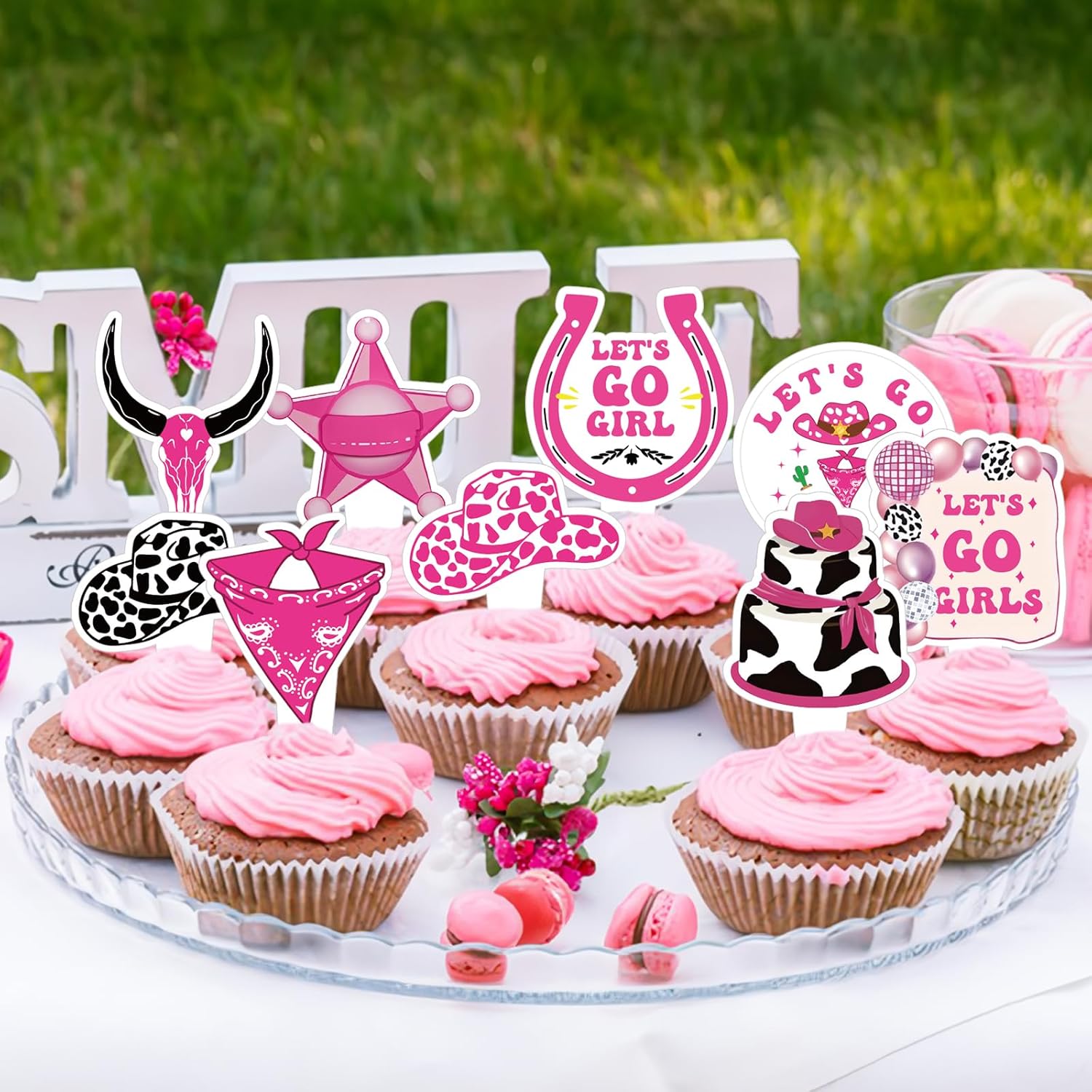 Yoomod 36PCS Pink Cowgirl Cupcake Toppers
