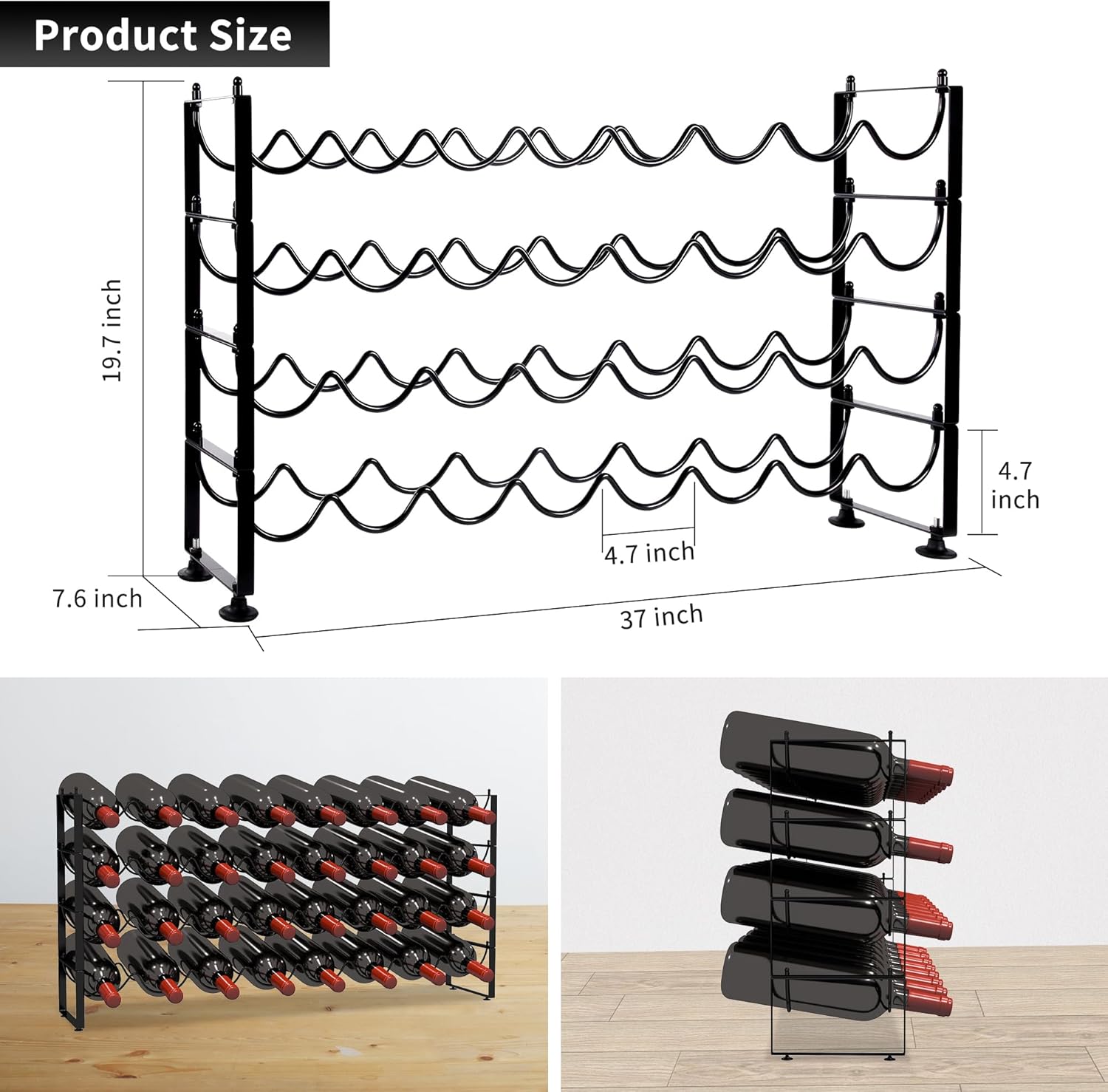 TONLEA 4 Tier Wine Rack with 32 Bottle Capacity
