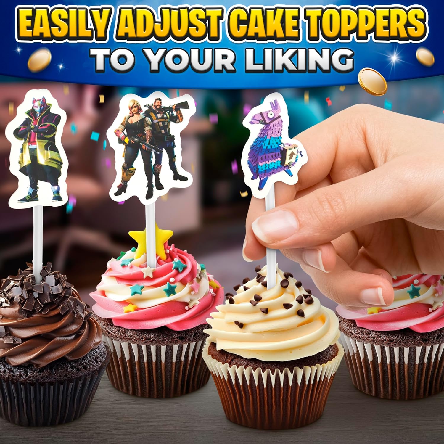 V TOWER Video Game Cake Topper Set