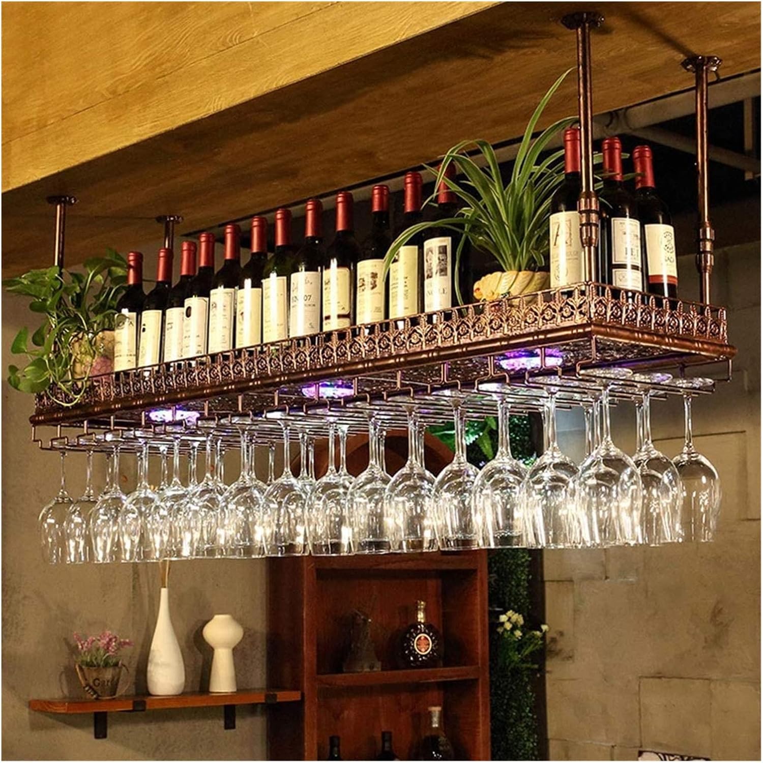 ALDEPO Wall-Mounted Wine Racks 150x35cm Bronze Tilted Straight