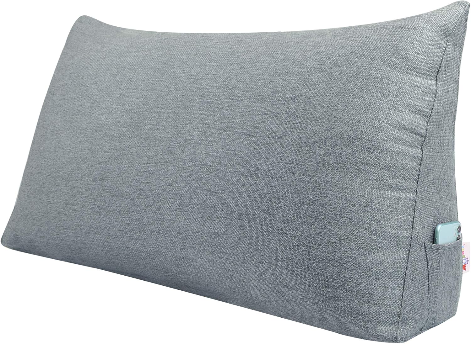 WOWMAX Reading Backrest Pillow No Button Grey Full