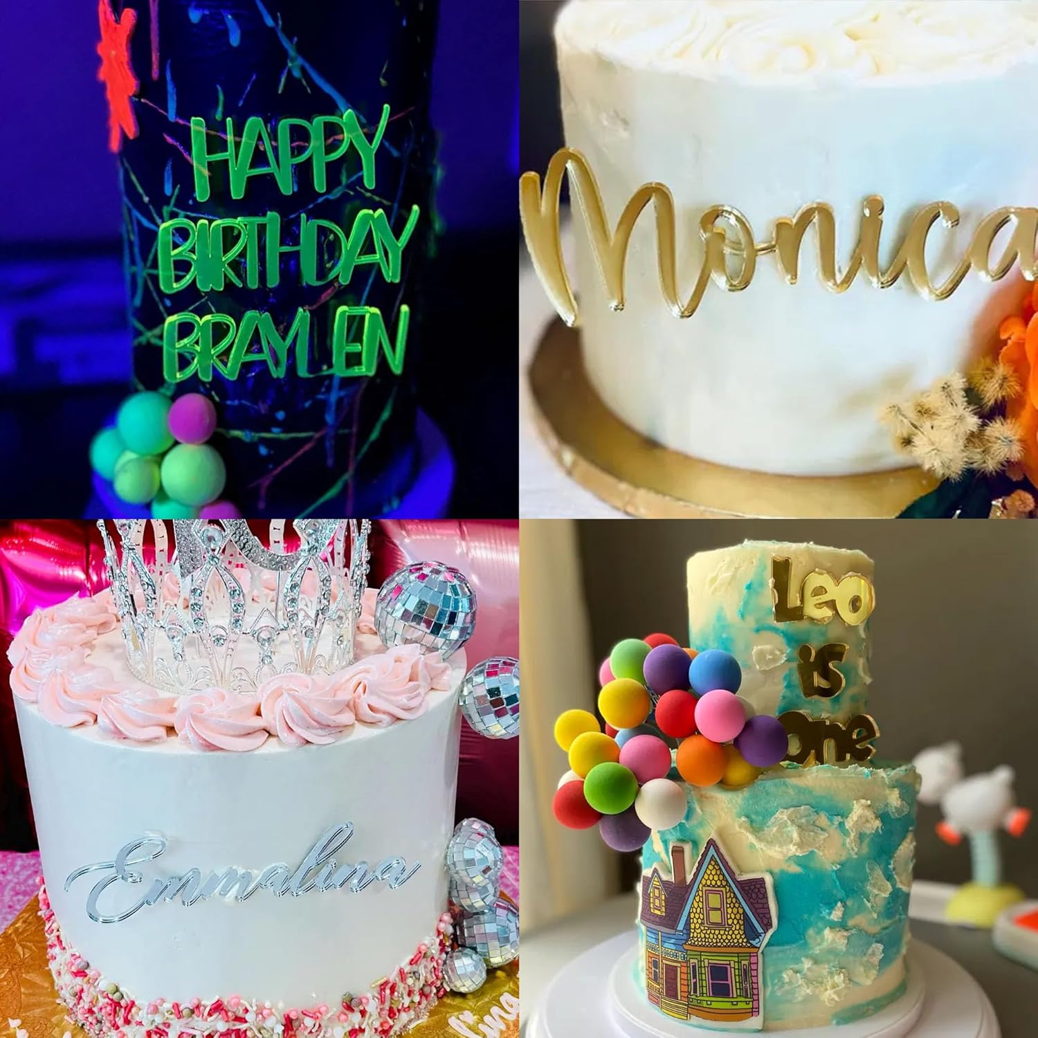 Custom Acrylic Cake Name Plate Personalized Wedding Birthday Decoration