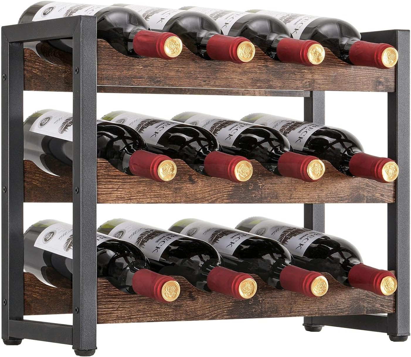 Rusnugic 3 Tier Wine Rack - 12 Bottle Storage Organizer