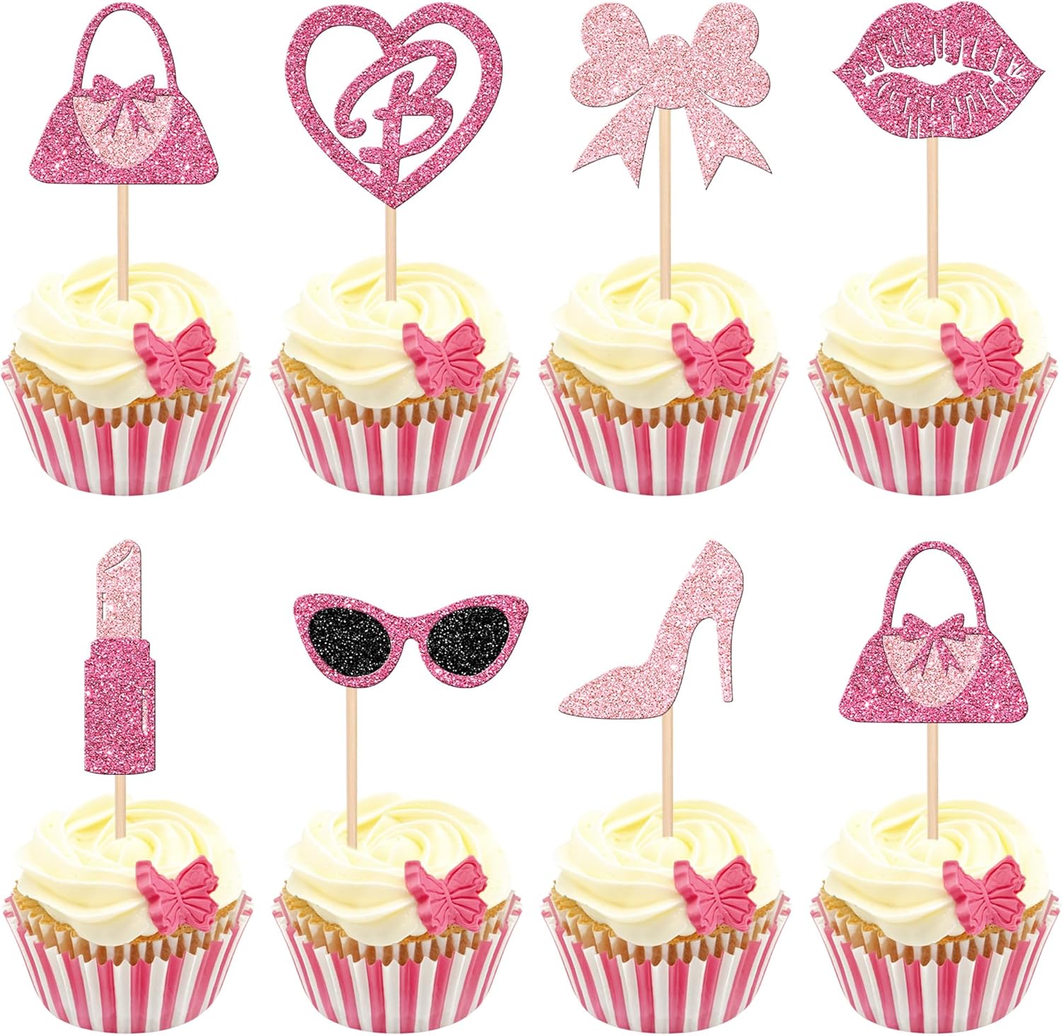 24PCS Glitter Cupcake Toppers for Princess Parties