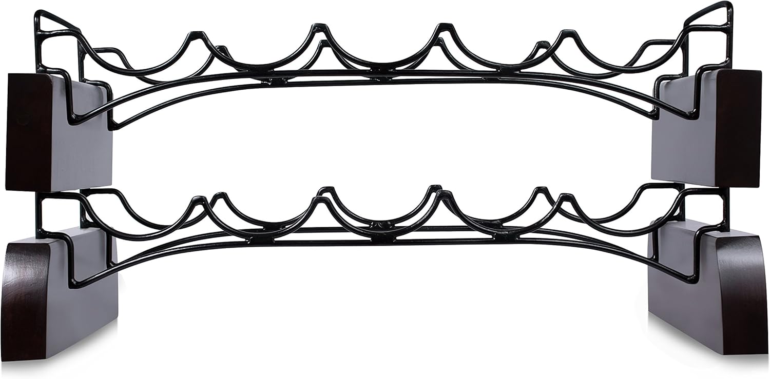 BIRDROCK HOME Stackable Wine Rack Set of 2 Espresso