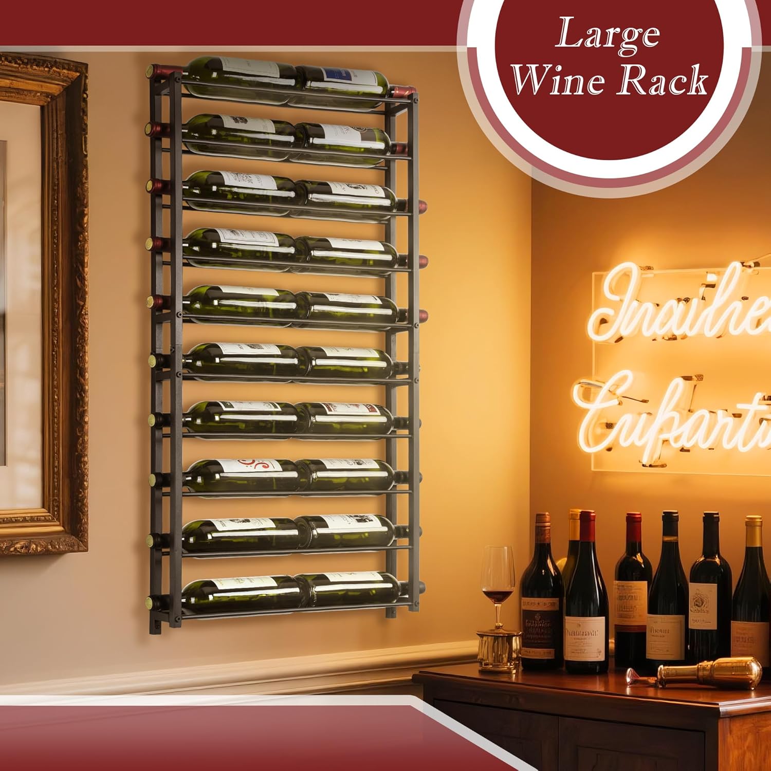 AQAREA 20 Bottle Wall Wine Rack - Black