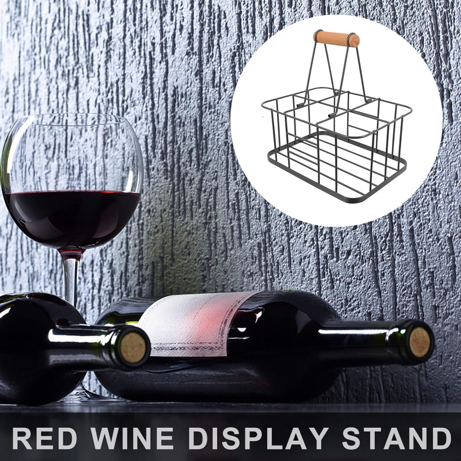 Zerodeko 6-Bottle Wine Holder with Stable Base