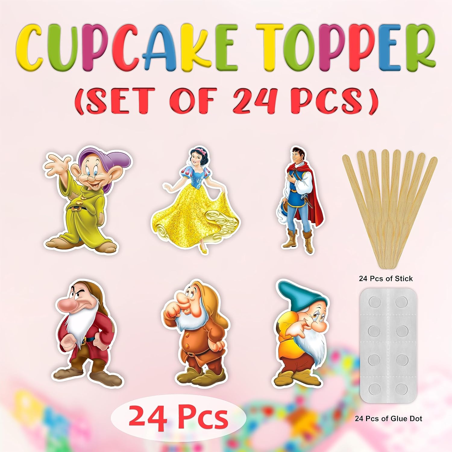 Seyal Snw Whte and the Sevn Dwafs Cupcake Topper