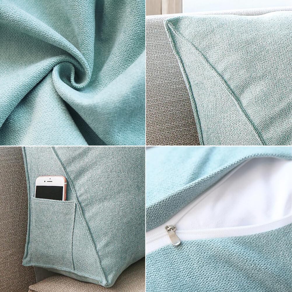 Triangle Sofa Pillow Lake Blue with Zipper