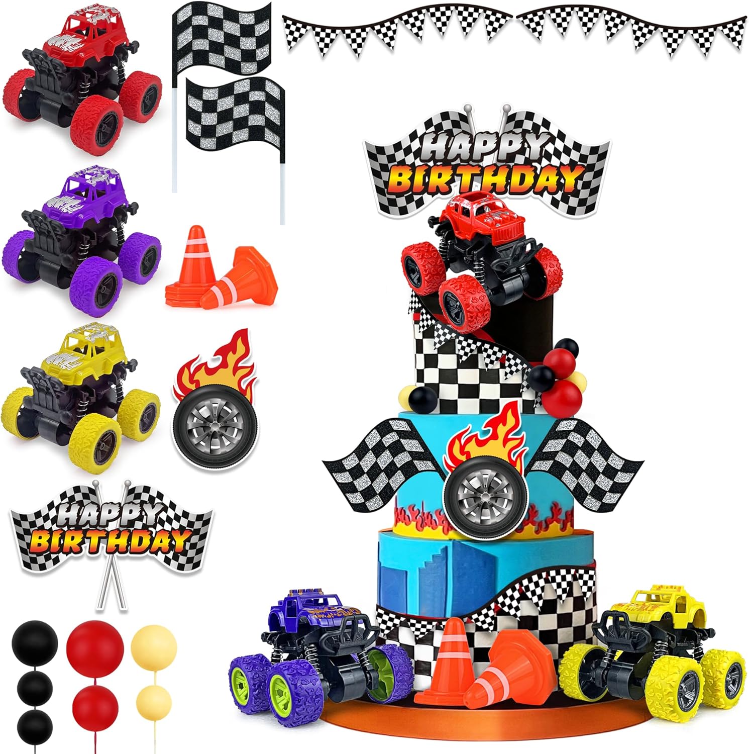 20PCS Truck Cake Toppers Non-Edible Off-road Decoration