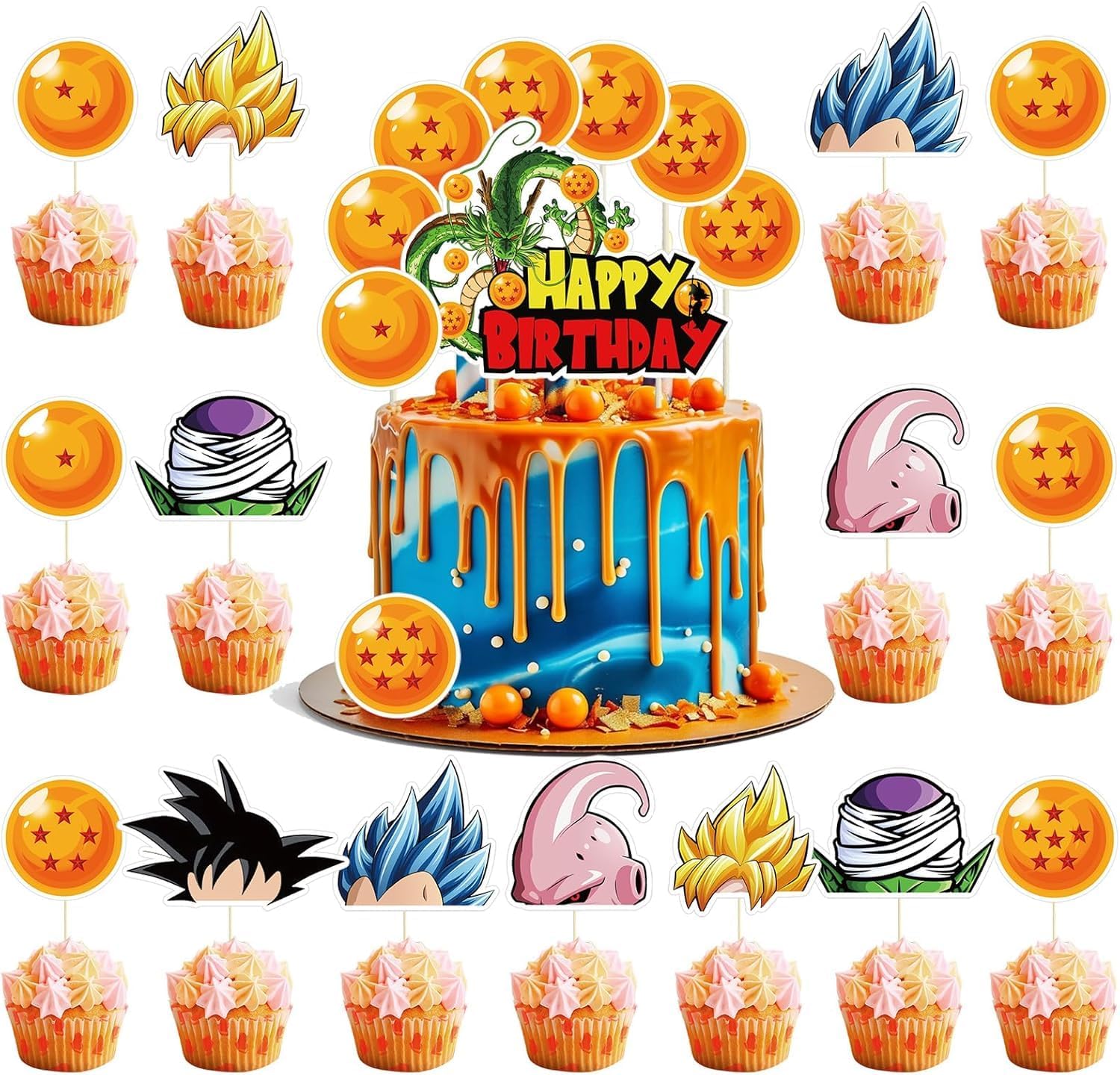 25PC Cartoon Party Cake Topper for Kids Birthday Decorations