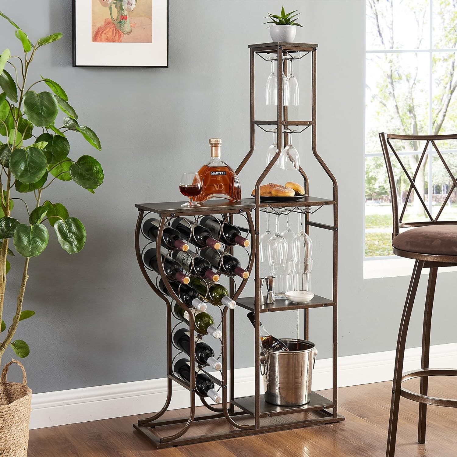 Industrial Wine Rack with 3 Layers for Home Kitchen Living Room