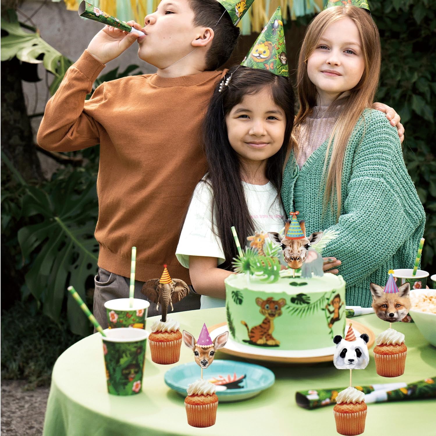 Safari Animals Cupcake Toppers 24Pcs Jungle Decorations