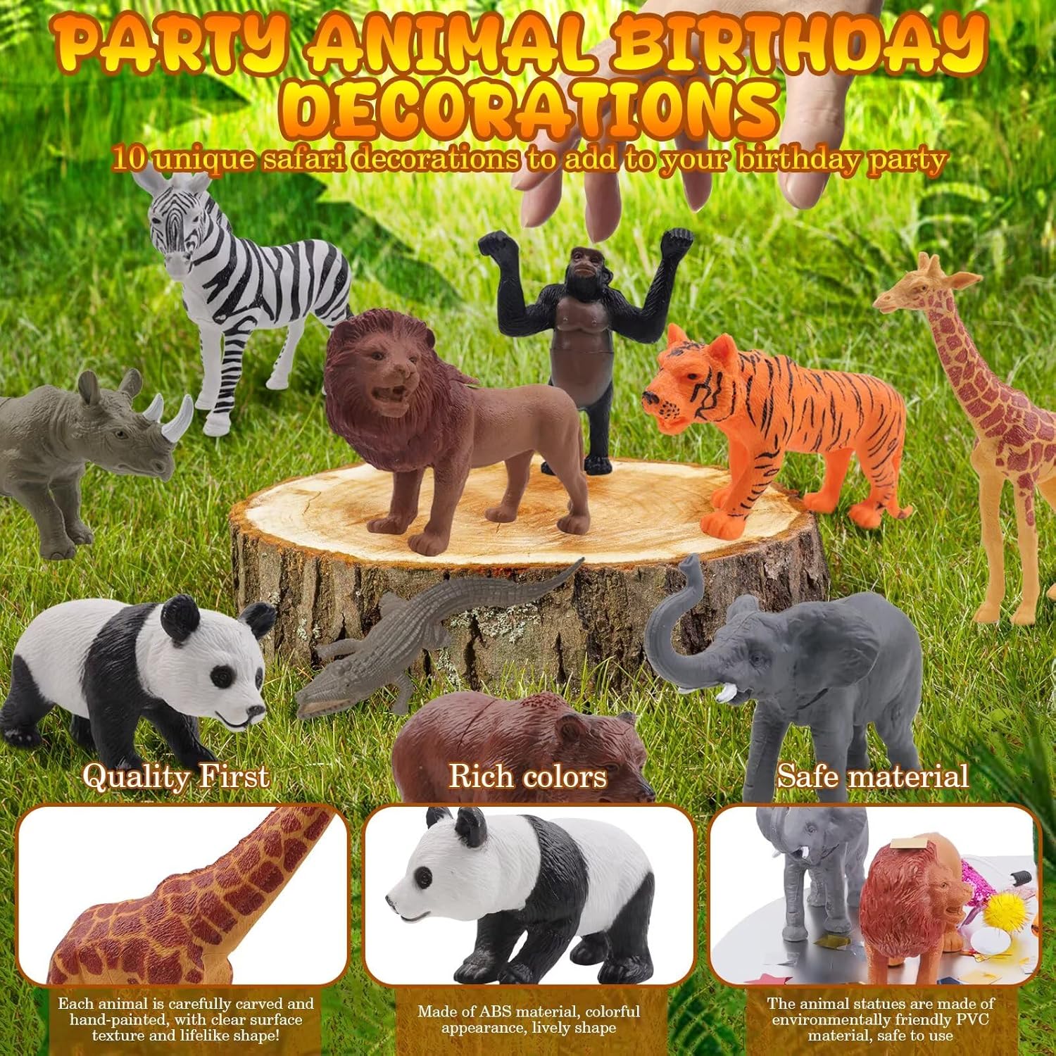 26 Piece Jungle Animal Cake Toppers Decor Set