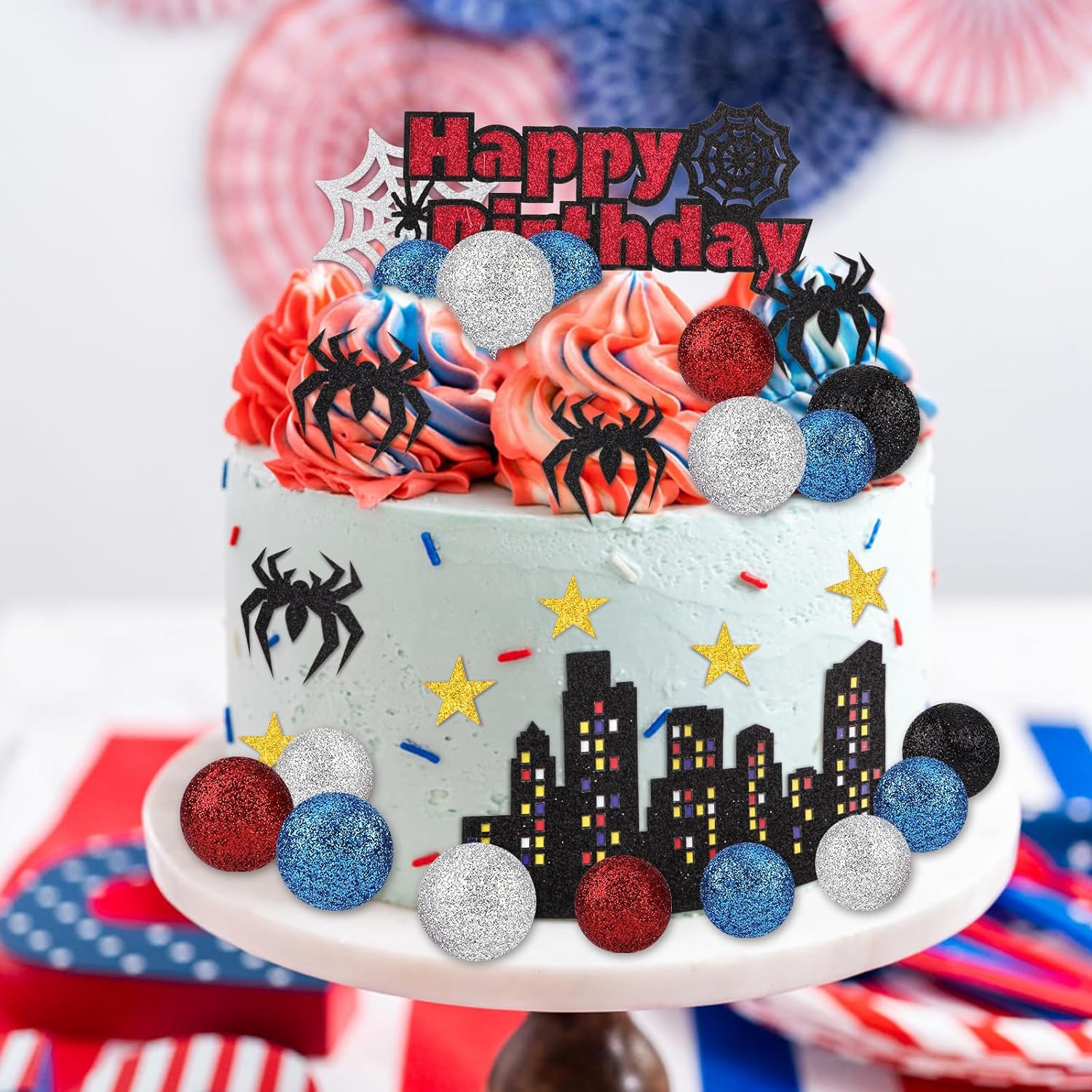 Gosknor 38pcs Spider Cake Toppers Decorations