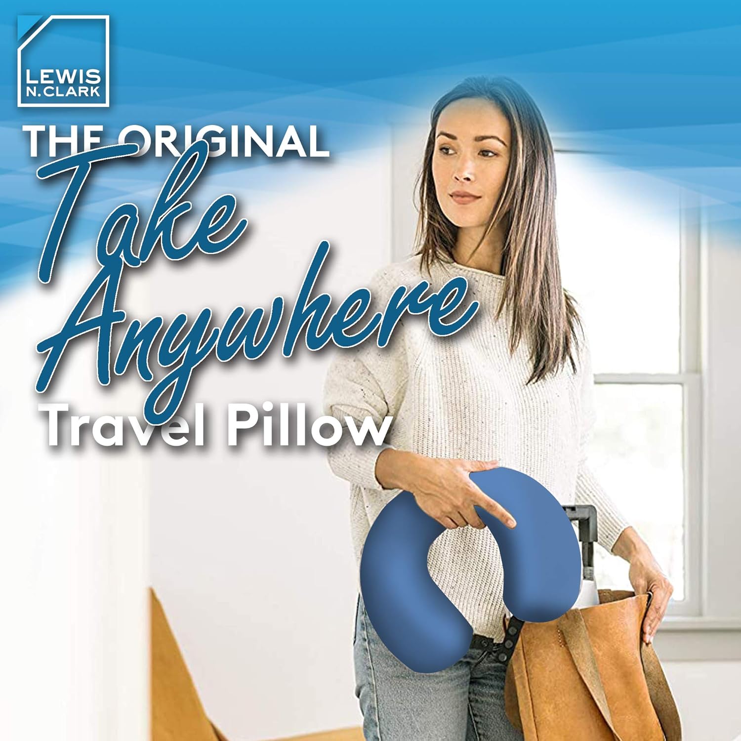Lewis N Clark Mood Neck Pillow Blue