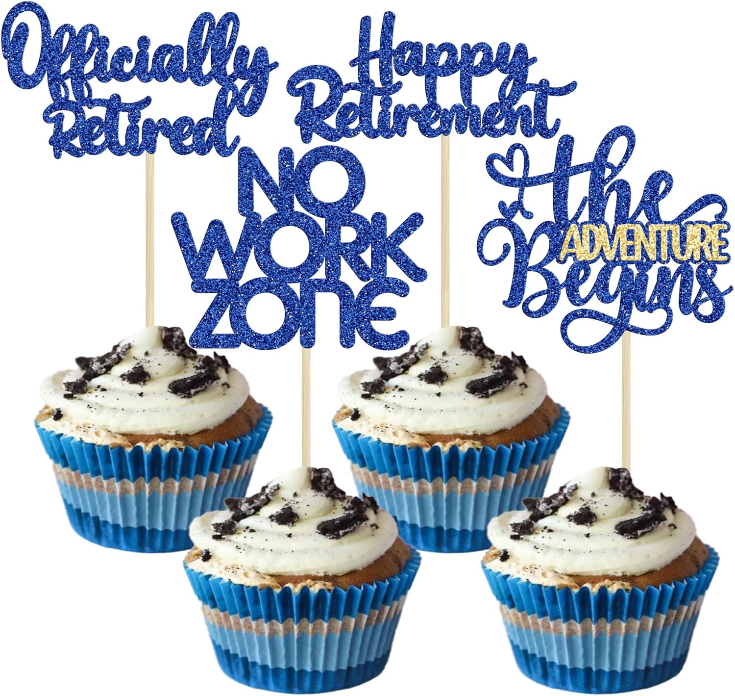 24Pcs Happy Retirement Cupcake Toppers Decorations